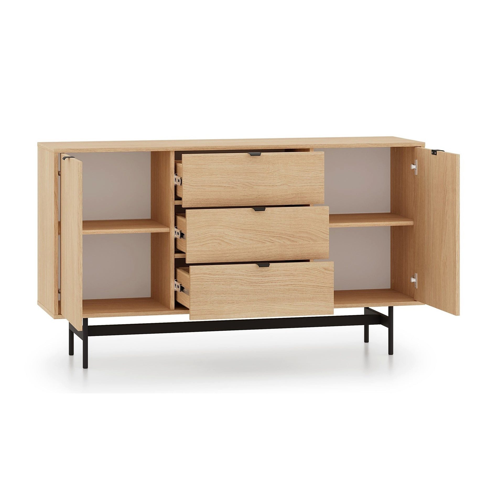 Selsey Sideboard HEGGERS, Sideboard in Mavelie-Eiche mit schwarzen Griffen, 2 Türen