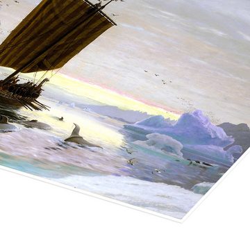 Posterlounge Poster Jens Erik Carl Rasmussen, Erik der Rote entdeckt Grönland, Badezimmer Maritim Malerei