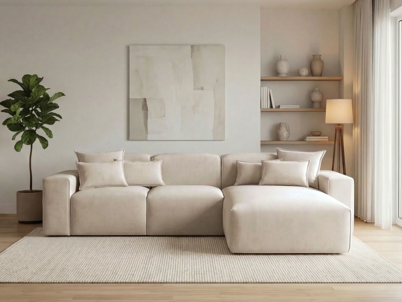 GrainGold Ecksofa L-Form Leni L, Set, Wellenfederkern, HR-Schaum, Freistehendes, Modern Stil