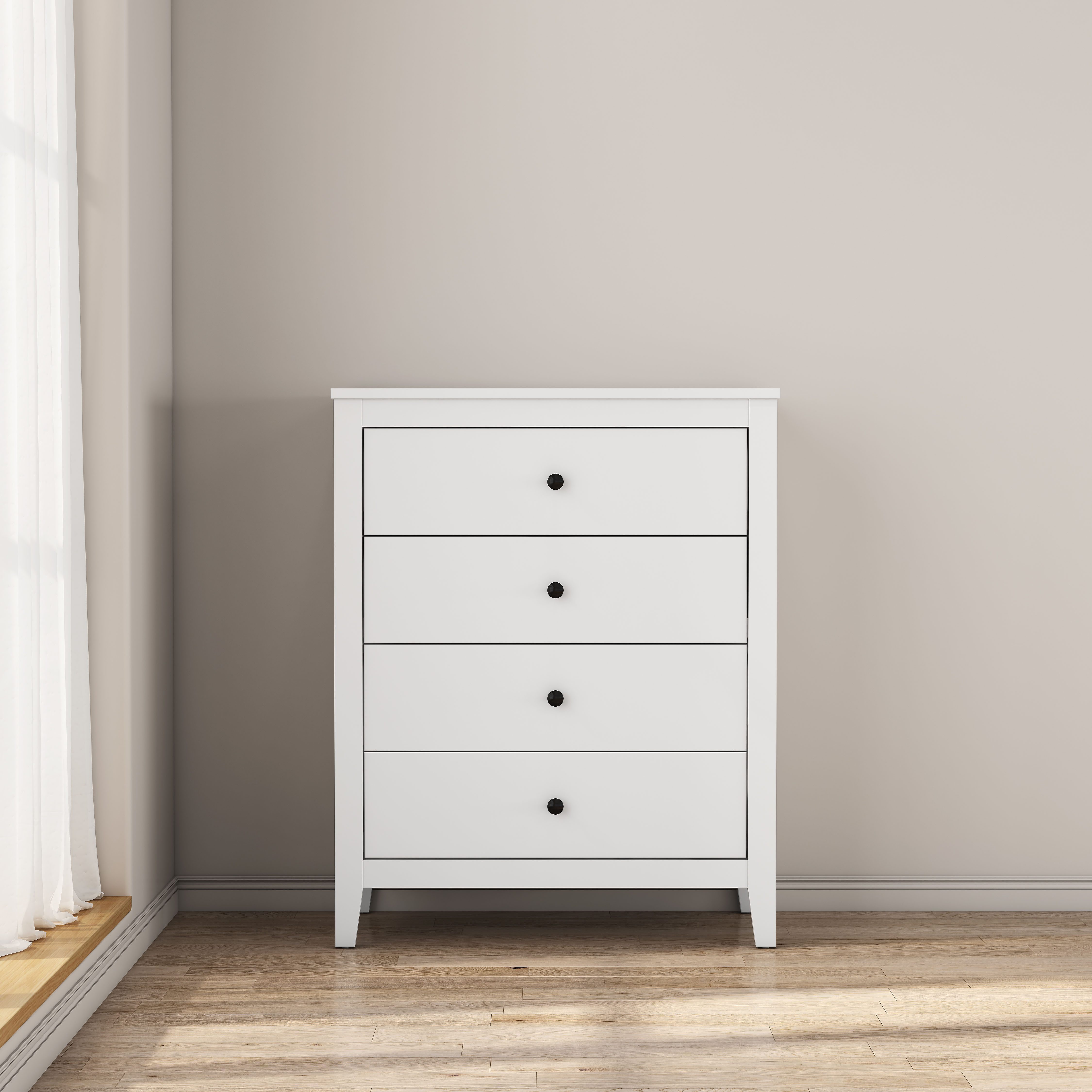 OTTO home Schubkastenkommode Borkum Sideboard Anrichte mit 6 Schubladen Landhaus weiß (hochwertige schwarze Griffe aus Metall), Kommode Schrank Wäscheschrank mi – Bild 4 von 5