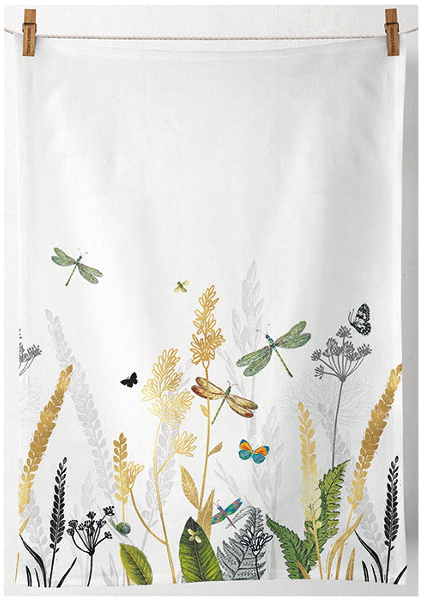 Ambiente® Geschirrtuch Ornamental flowers, (1-tlg., 1-teilig), Geschirrtücher ca.50x70cm Baumwolle