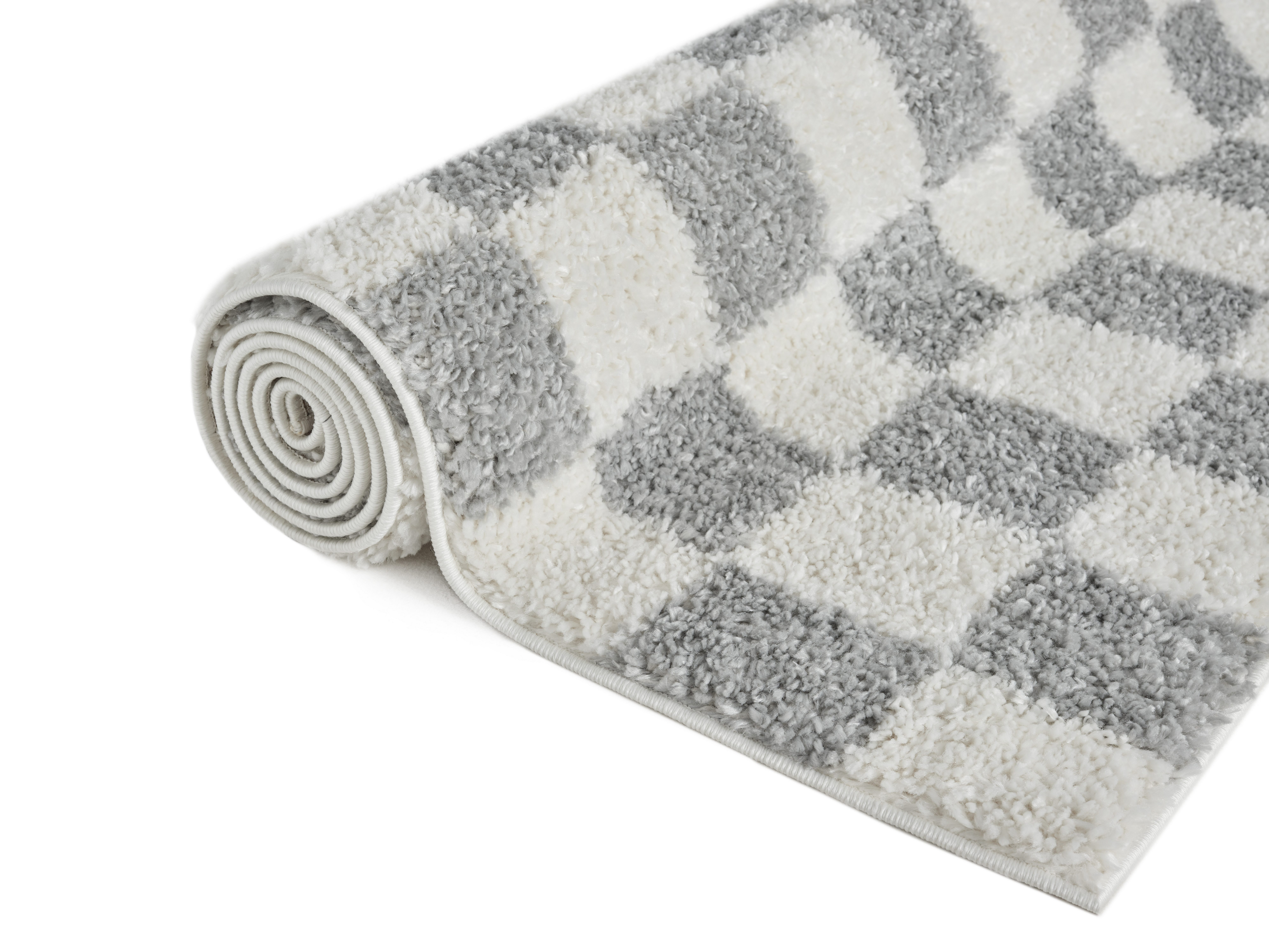 OTTO home Hochflor-Teppich Kiiki, Karo-Muster, rechteckig, Höhe: 30 mm, Kariert, auffälliges Schachbrettmuster, Wohnzimmer, Schlafzimmer