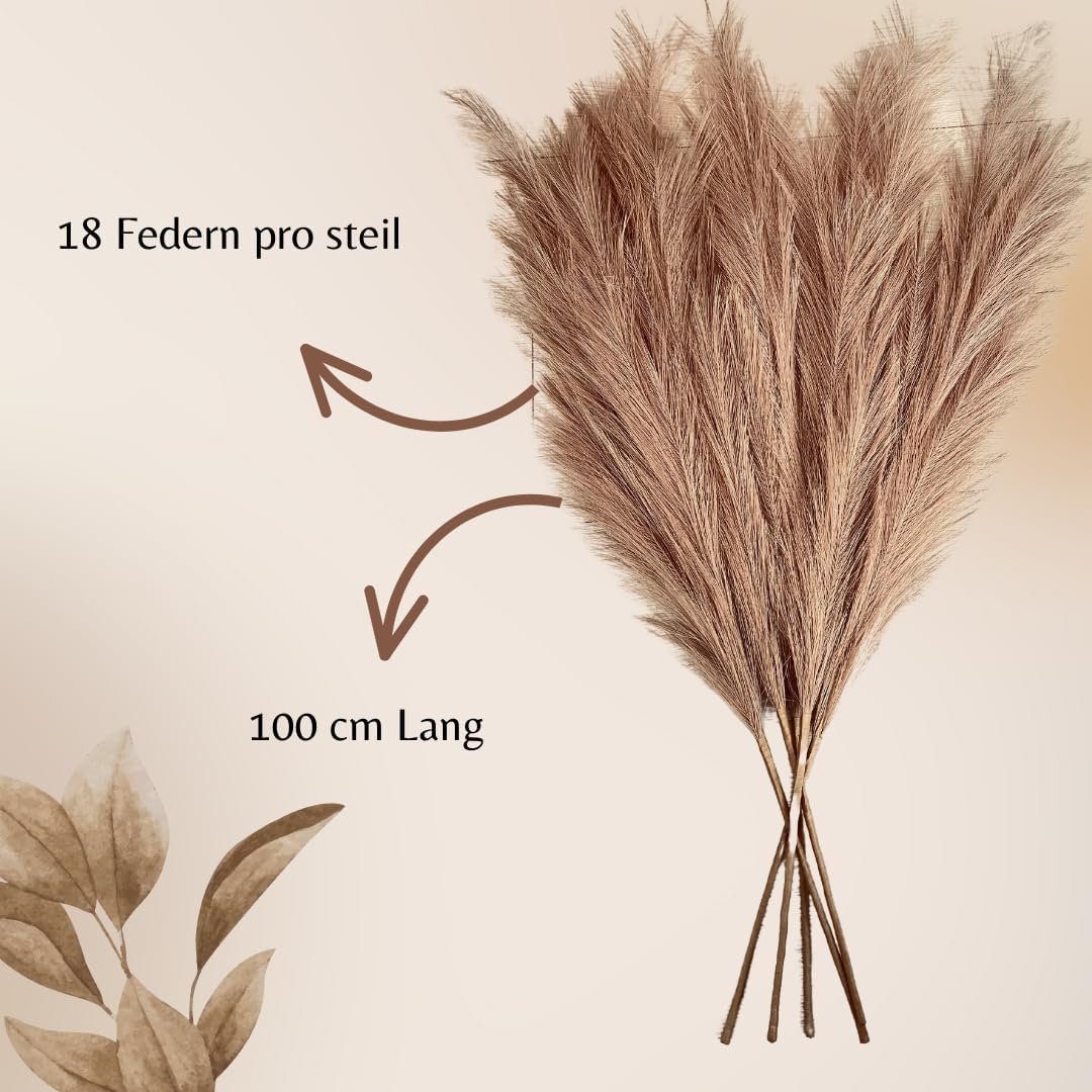 Kunstpflanze Pampas 3 Stiele Braun cm, Pampas gras, Höhe Layba, 100