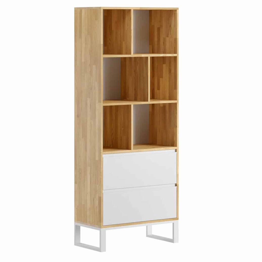 Bücherregal Modernes Regal mit Schubladen & Fächern, 200x80 cm