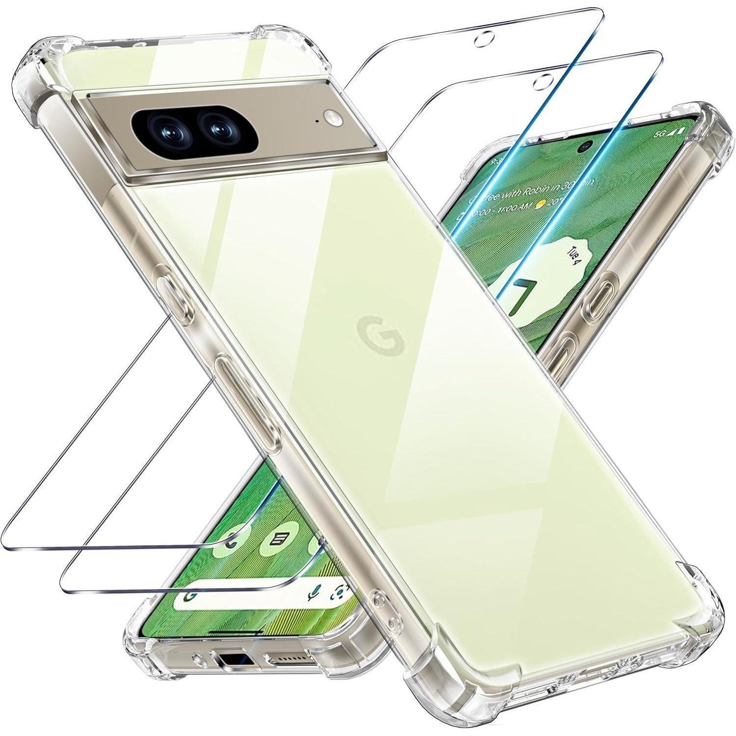 LuxusKollektion Schutz-Set Handyhülle Pixel7 TPU Panzerglas Google Pixel 7 Transparent