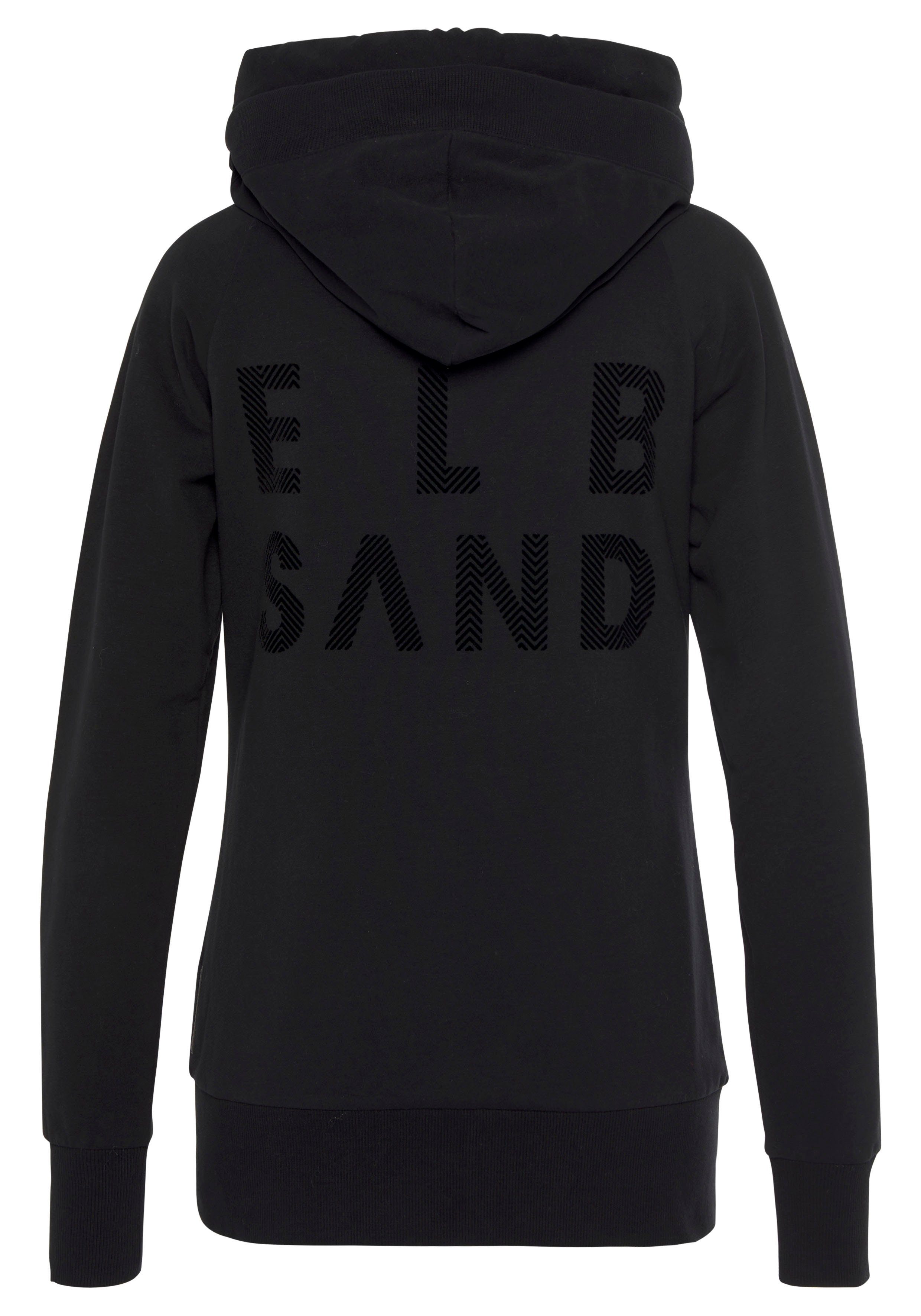 Elbsand Kapuzensweatjacke Kria mit Logodruck hinten, lässige Freizeitjacke mit Taschen