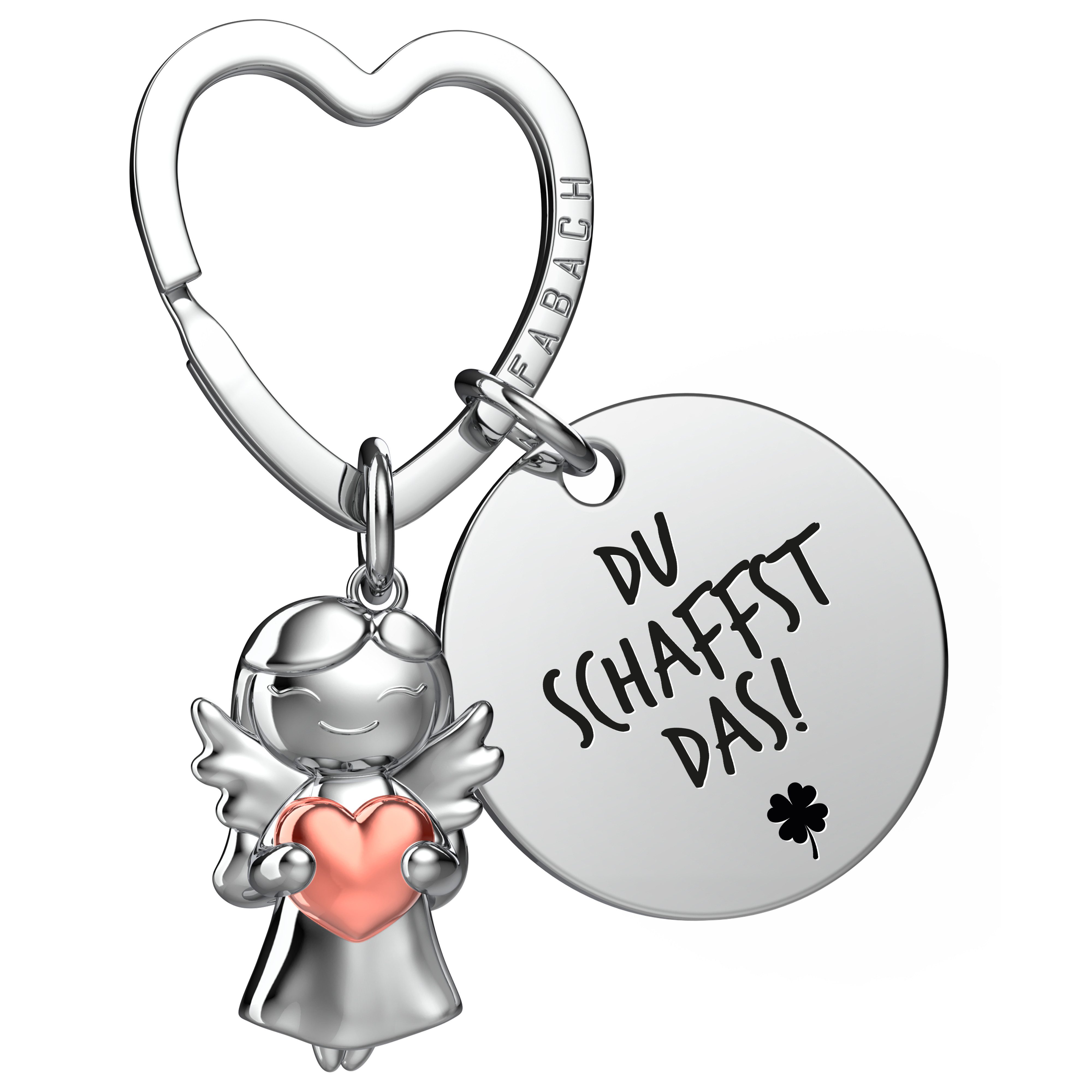 FABACH Schlüsselanhänger Schutzengel Star in Charms Größe mit Gravur "Glücksbringer"
