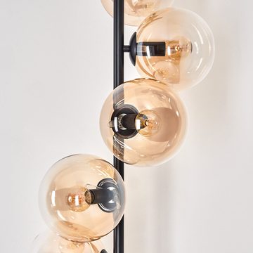 hofstein Stehlampe Stehlampe aus Metall/Glas in Schwarz/Bernsteinfarben/Klar, ohne Leuchtmittel, Leuchte mit Glasschirmen (15cm),Schalter, 6 xE14, ohne Leuchtmittel