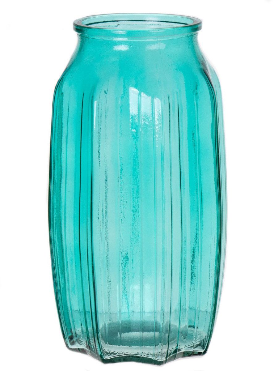 INNA-Glas Dekovase Kleine Blumenvase Amory aus Glas, türkis-klar, 22 cm, Ø 12 cm