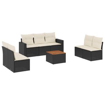 vidaXL Gartenlounge-Set 8-tlg. Garten-Sofagarnitur mit Kissen Schwarz Poly Rattan, (1-tlg)