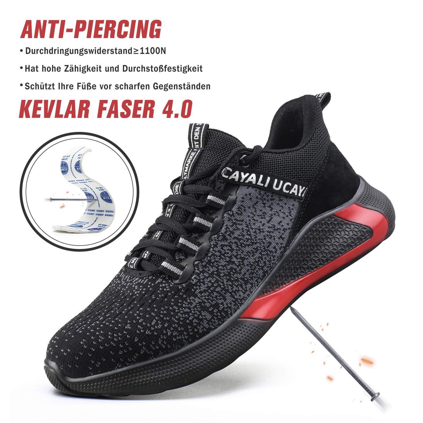 IRON FORCE S1 / S1P oder SBP - jeweils CE ISO zertifizierter Sicherheitsschuh (durchtrittsicher, bequem, leicht, rutschfest, atmungsaktiv) Stahlkappenschuhe Arb – Bild 3 von 5
