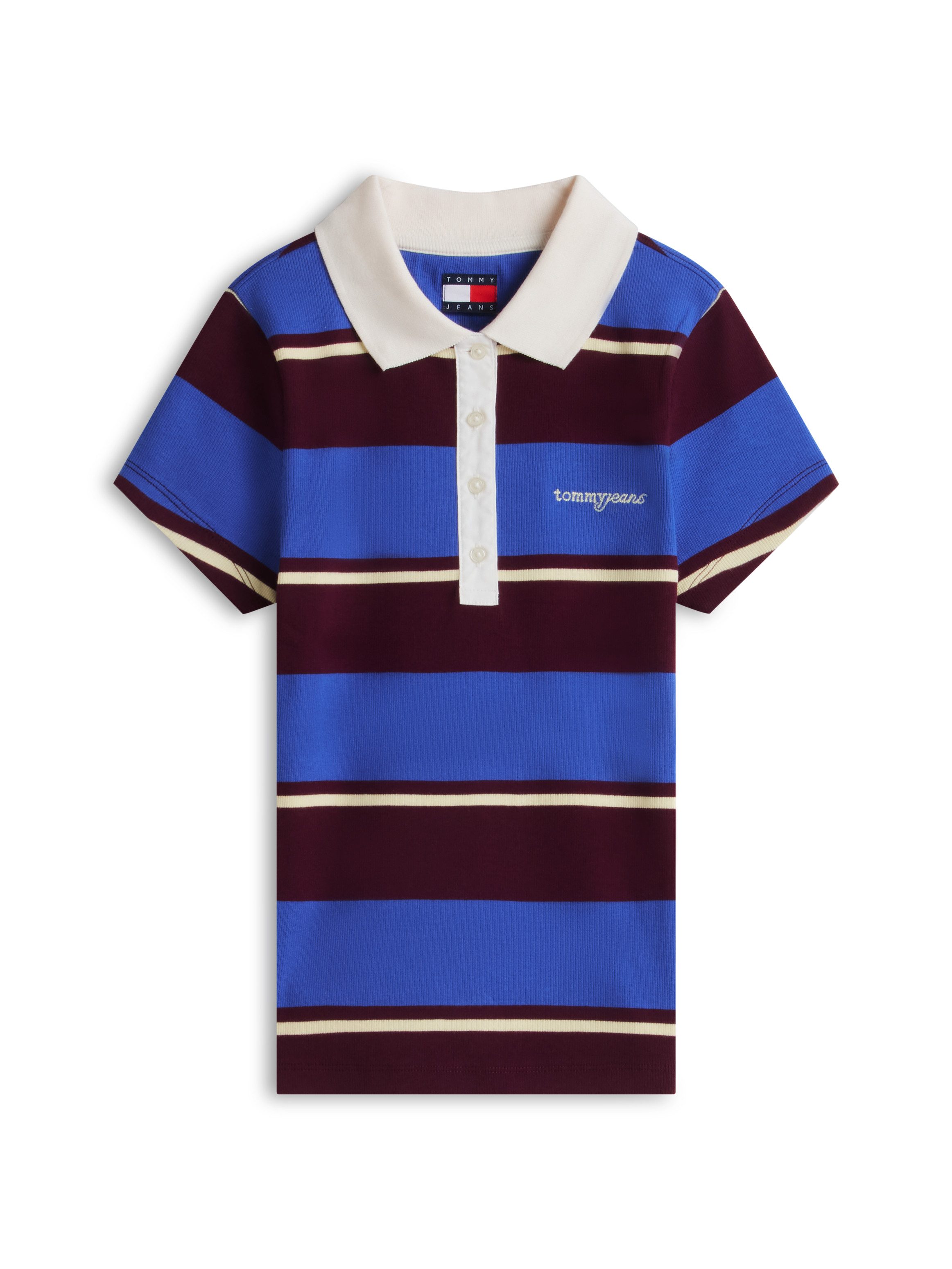 Tommy Jeans Poloshirt TJW SLIM SCRIPT RIB SS POLO Baumwollmischung, slim fit, figurbetont, in gerippter Struktur – Bild 5 von 5