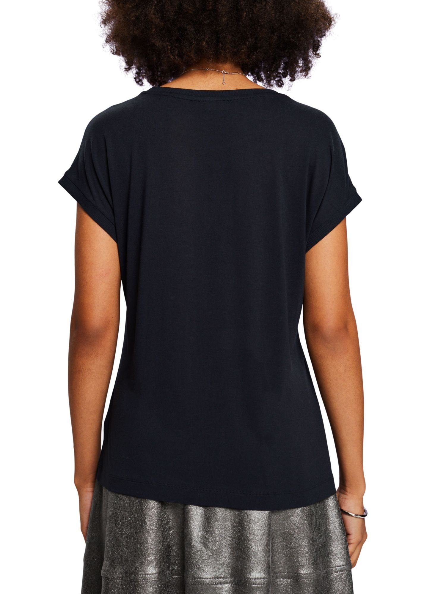 T-Shirt LENZING™ ECOVERO™ (1-tlg) mit Jersey-T-Shirt Collection Esprit BLACK Print,