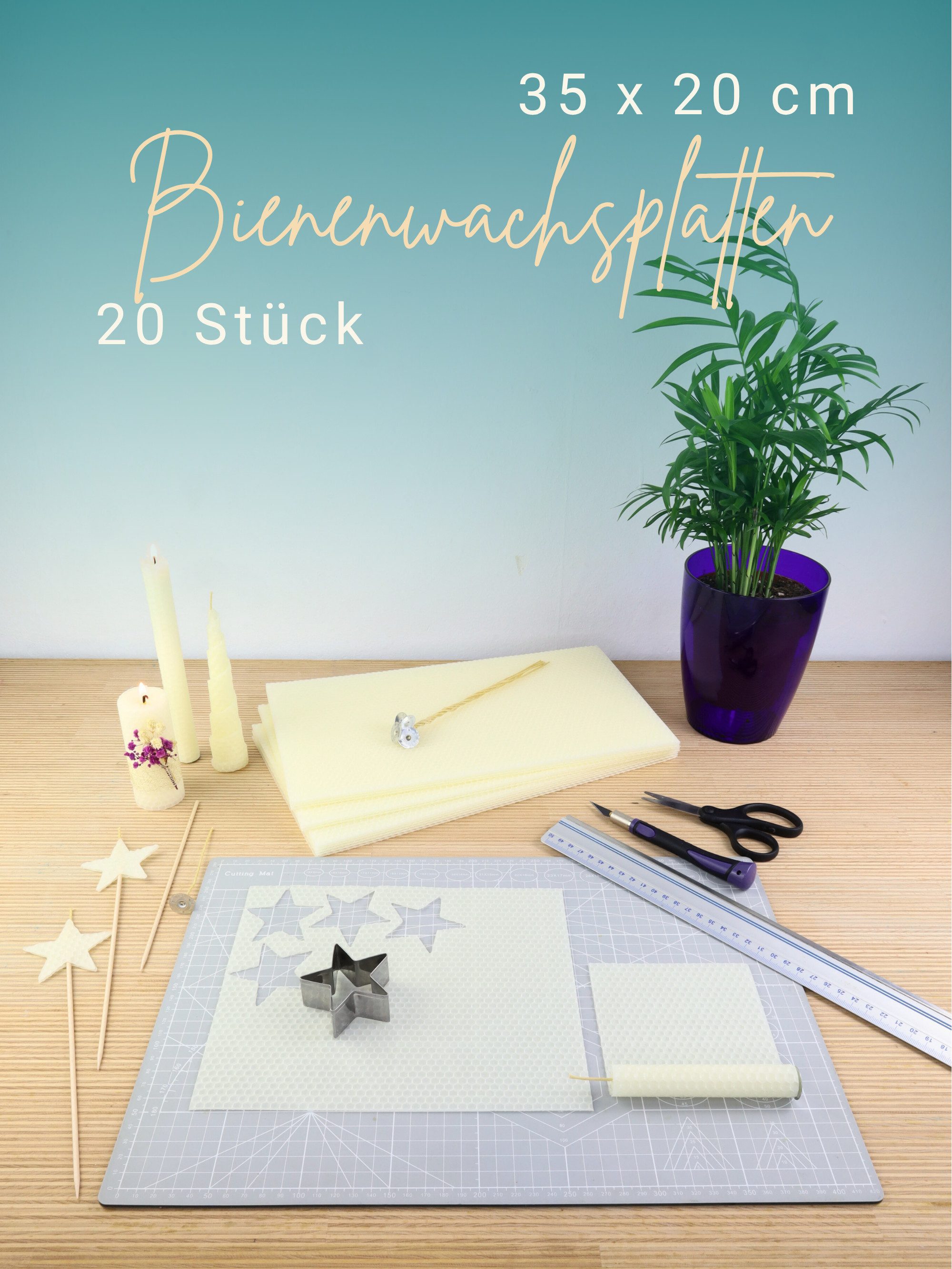 Wachsmann Bienenprodukte Bastelnaturmaterial Bienenwachsplatten XL, 100% echtes Bienenwachs