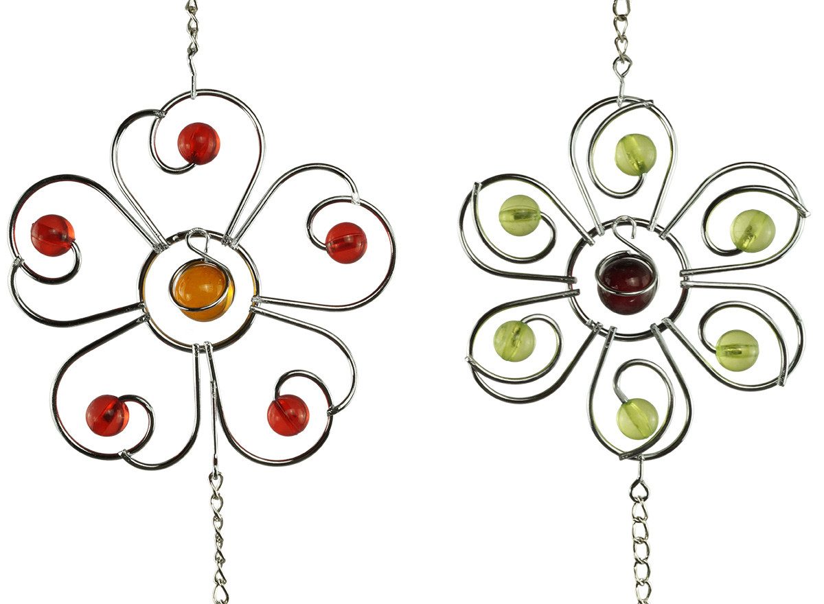 Denk Dekohänger Hänger Blumen silber 2er ca. 100 cm - Dekoration (Set, 2 St., 2), Zarte Metall-Acryl-Hänger, 100 cm, windbeweglich, 2er-Set