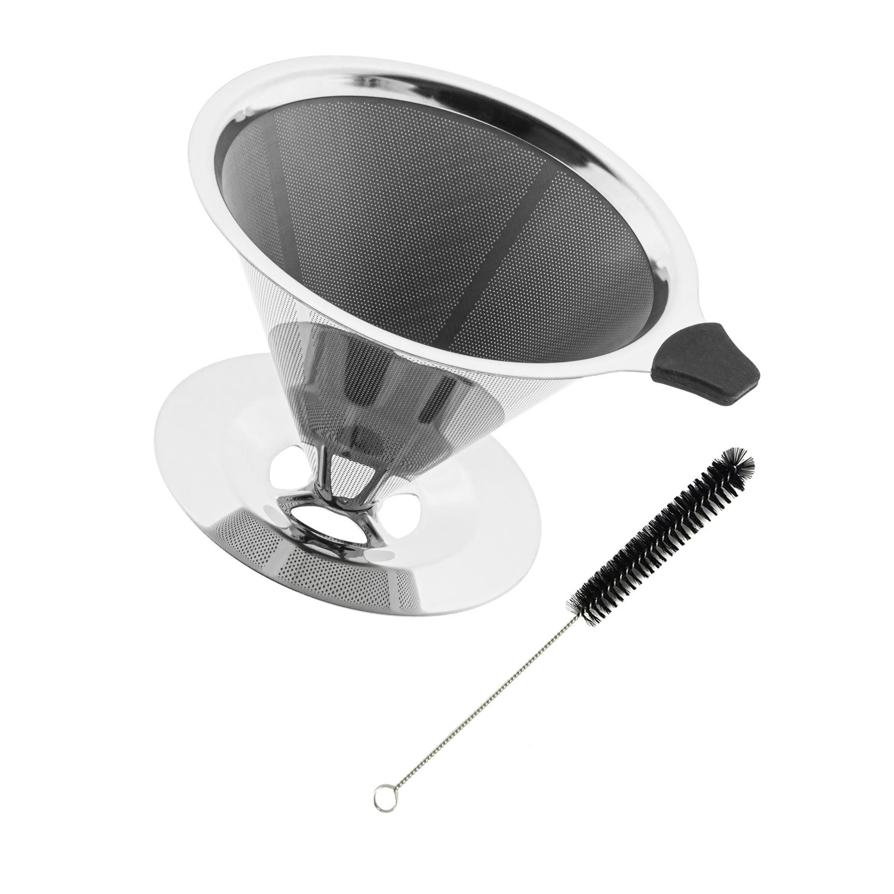 Rungassi Permanentfilter Permanent Kaffee Filter Dauerfilter Kaffeebereiter Edelstahl mit, Edelstahl