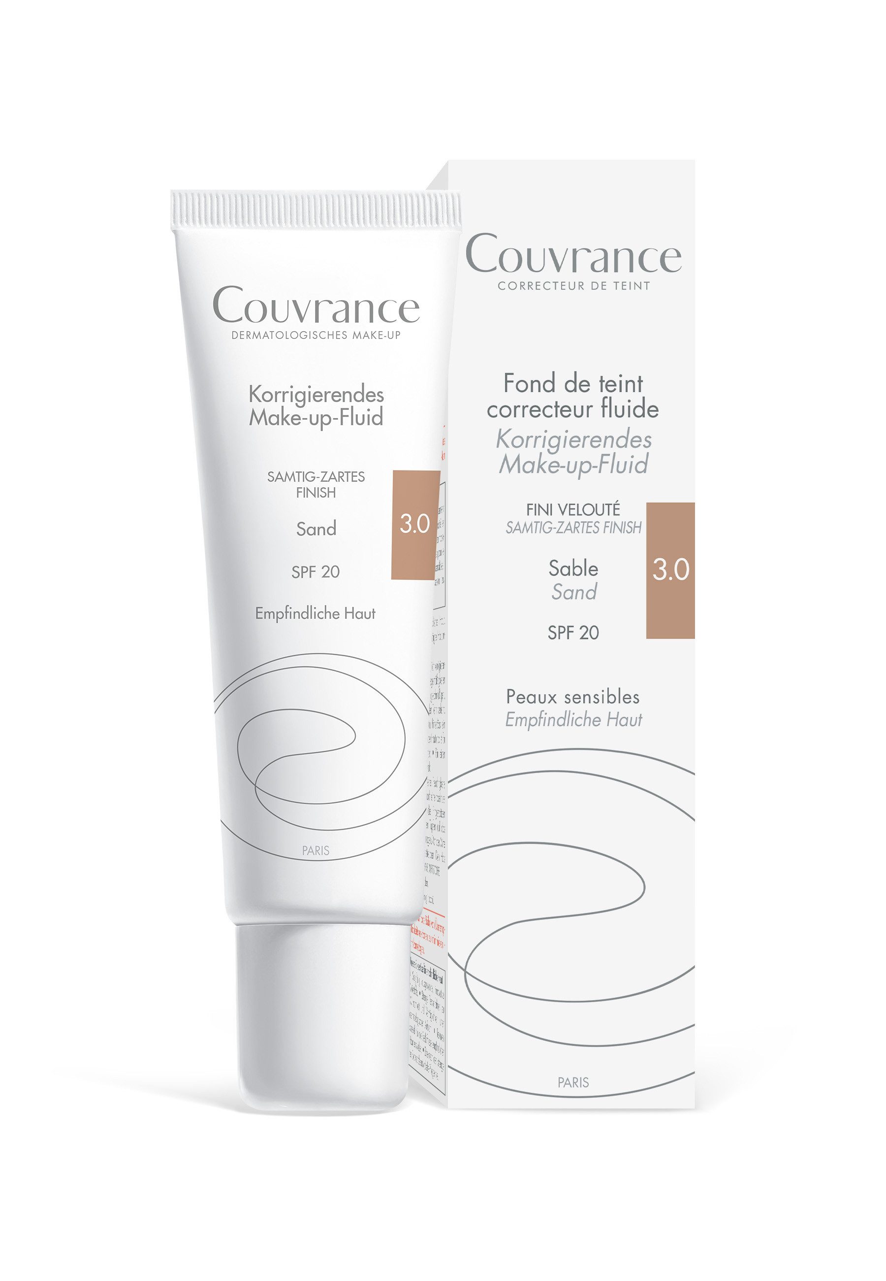 Avene Make-up Couvrance Korrigierendes Make-up Fluid Sand 3.0, Kaschieren von leichten bis mittleren Hautunreinheiten