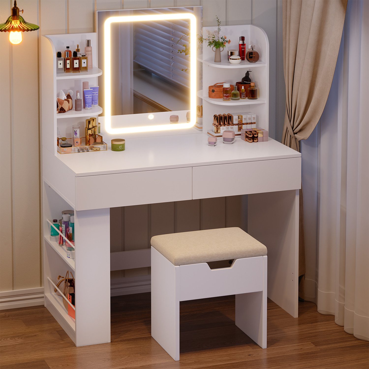 Furnicopia Schminktisch 90/110 cm, LED-Beleuchtung mit günstig online kaufen