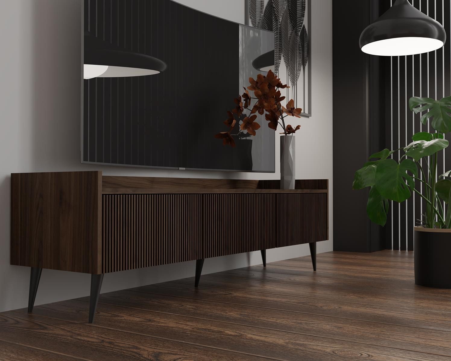 Compleo TV-Schrank klein, Breite: 121 cm, Japandi design, TV-Kommode modern