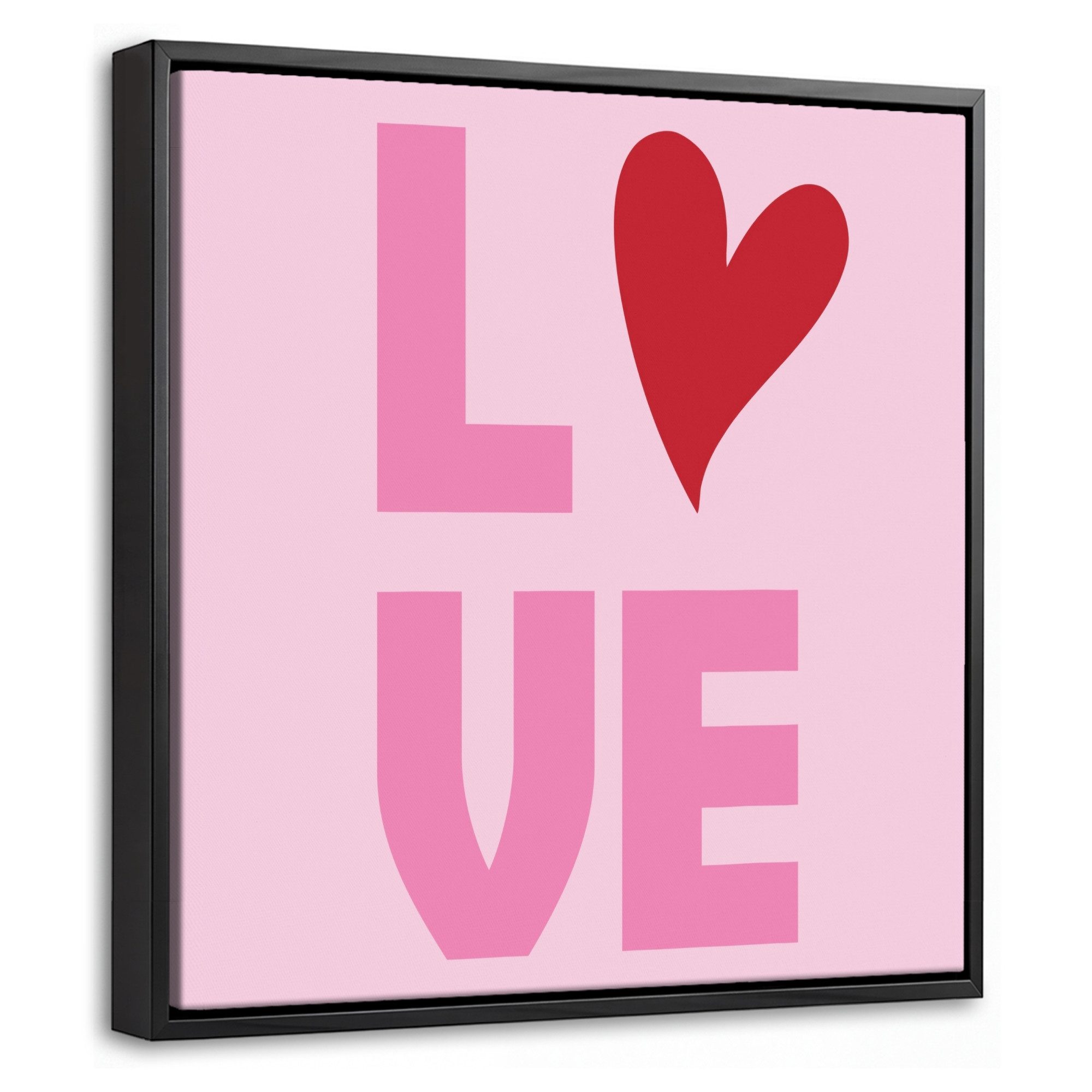 OneMillionCanvasses® Leinwandbild mit Rahmen - Liebe - Rosa - Herz - Valentinstag, Fotodruck (1 St), Leinwand Bilder Klein, Wand Dekoration Aesthetic 20x20cm
