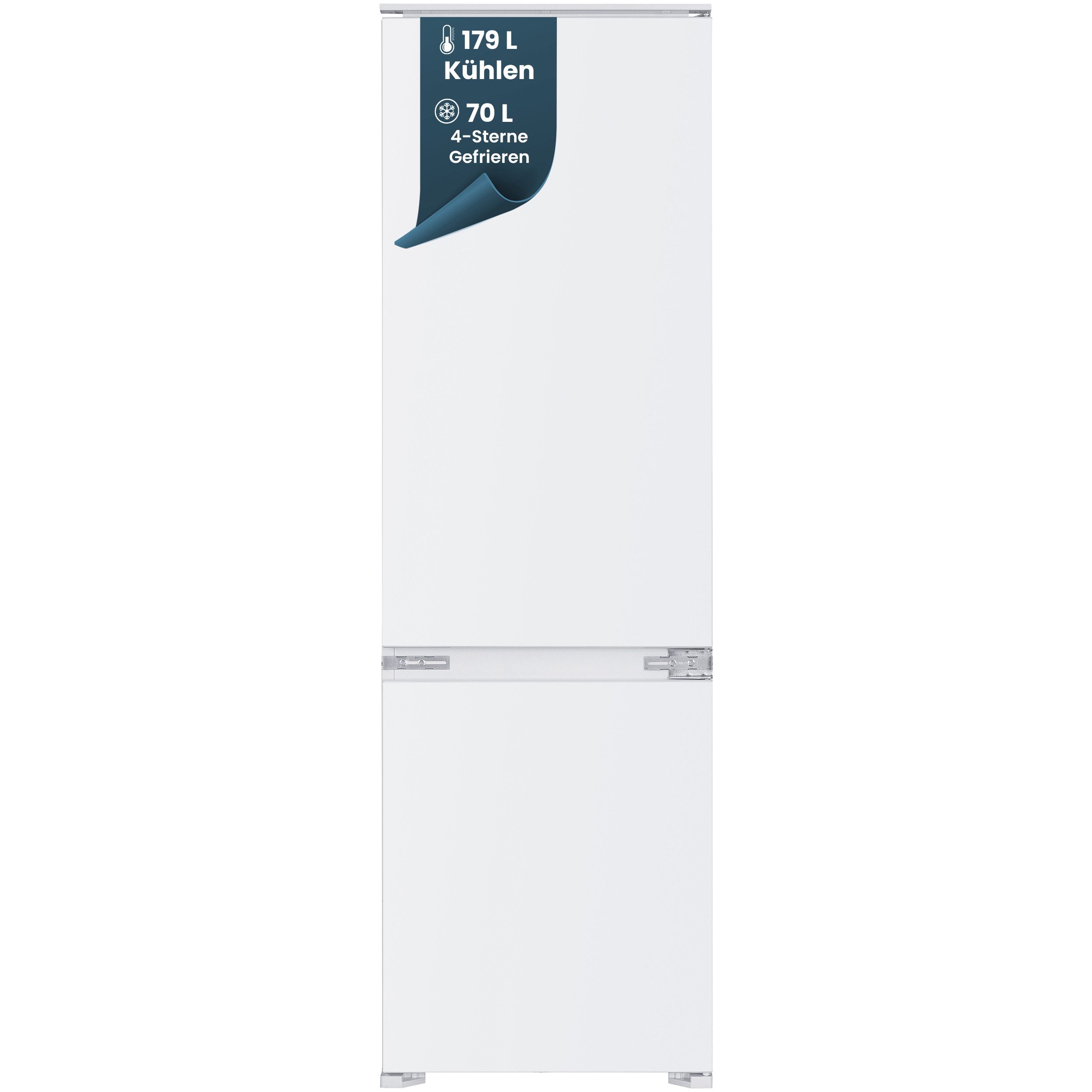 homeX Einbaukühlgefrierkombination CFB2491E, 178 cm hoch, 54 cm breit, 249 Liter, Einbaukühlschrank mit Gefrierfach, 178cm hoch, Schlepptür