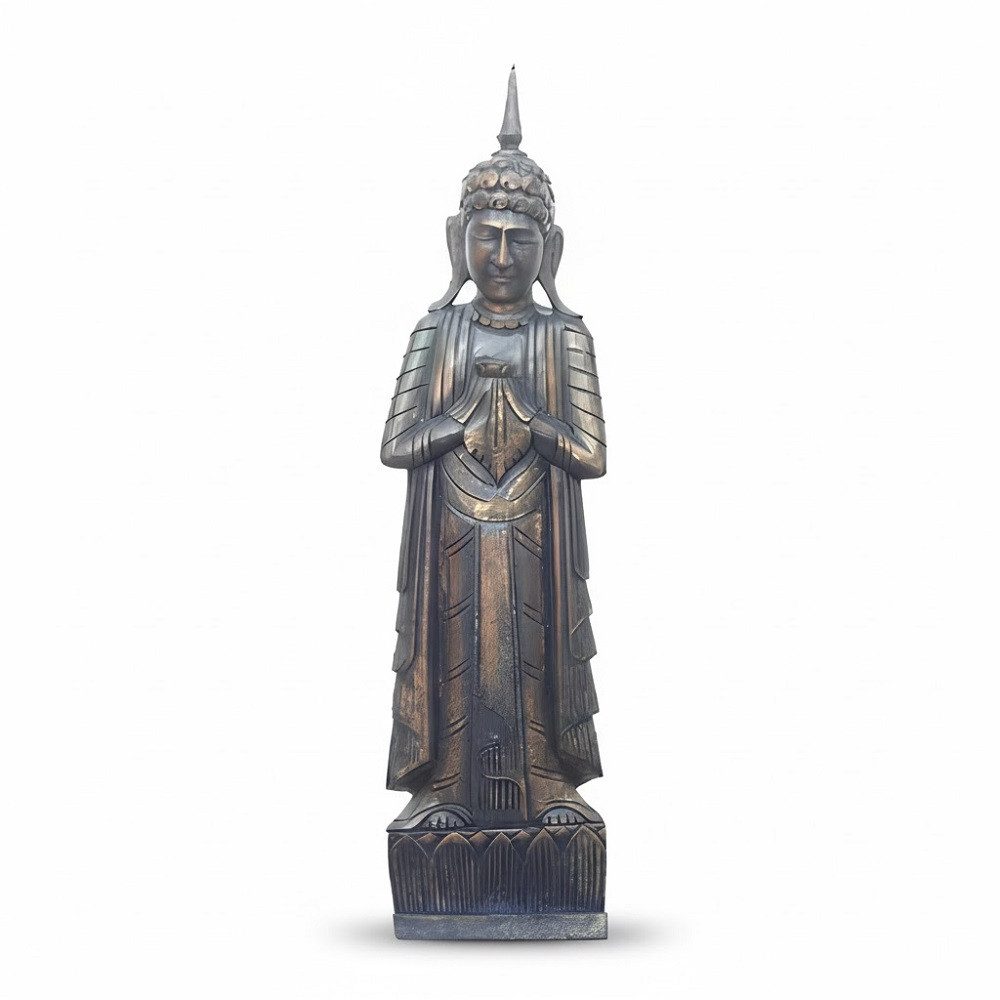 JVmoebel Skulptur Buddha-Statue aus Malaysia mit filigranen Details für harmonische Deko (1 St., Skulptur), Made in Europa
