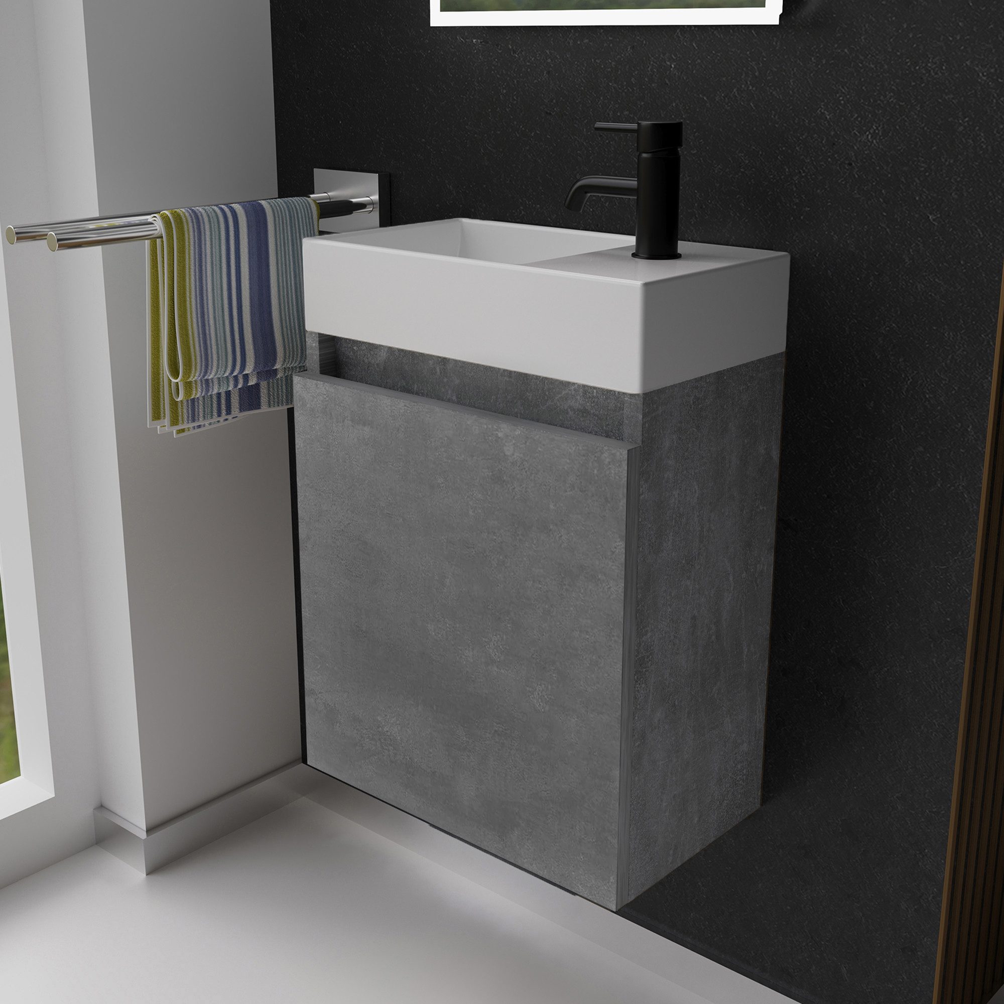 Alpenberger Badmöbel-Set Gäste WC Waschbecken mit Unterschrank - Badschrank günstig online kaufen