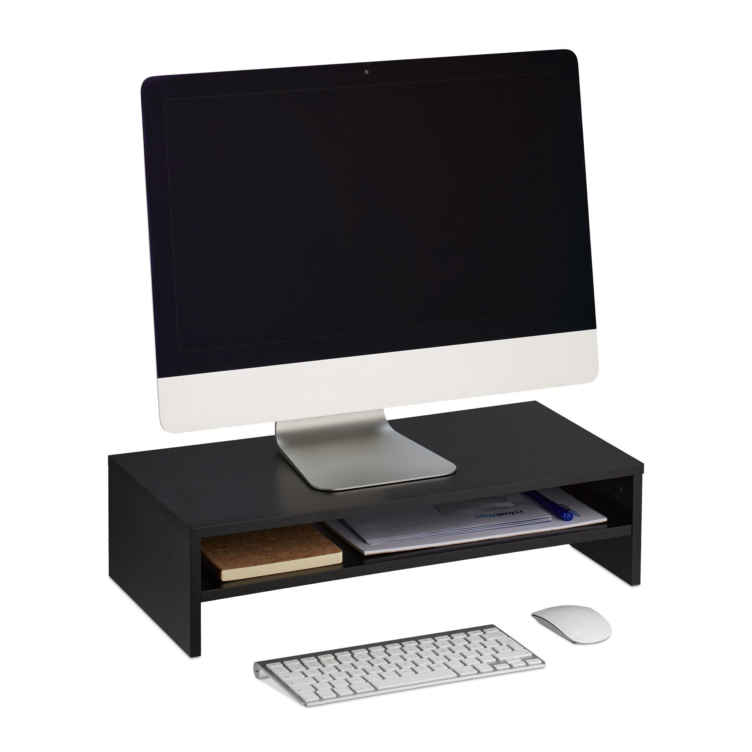 relaxdays Monitorständer mit Zusatzablage, (1-tlg)