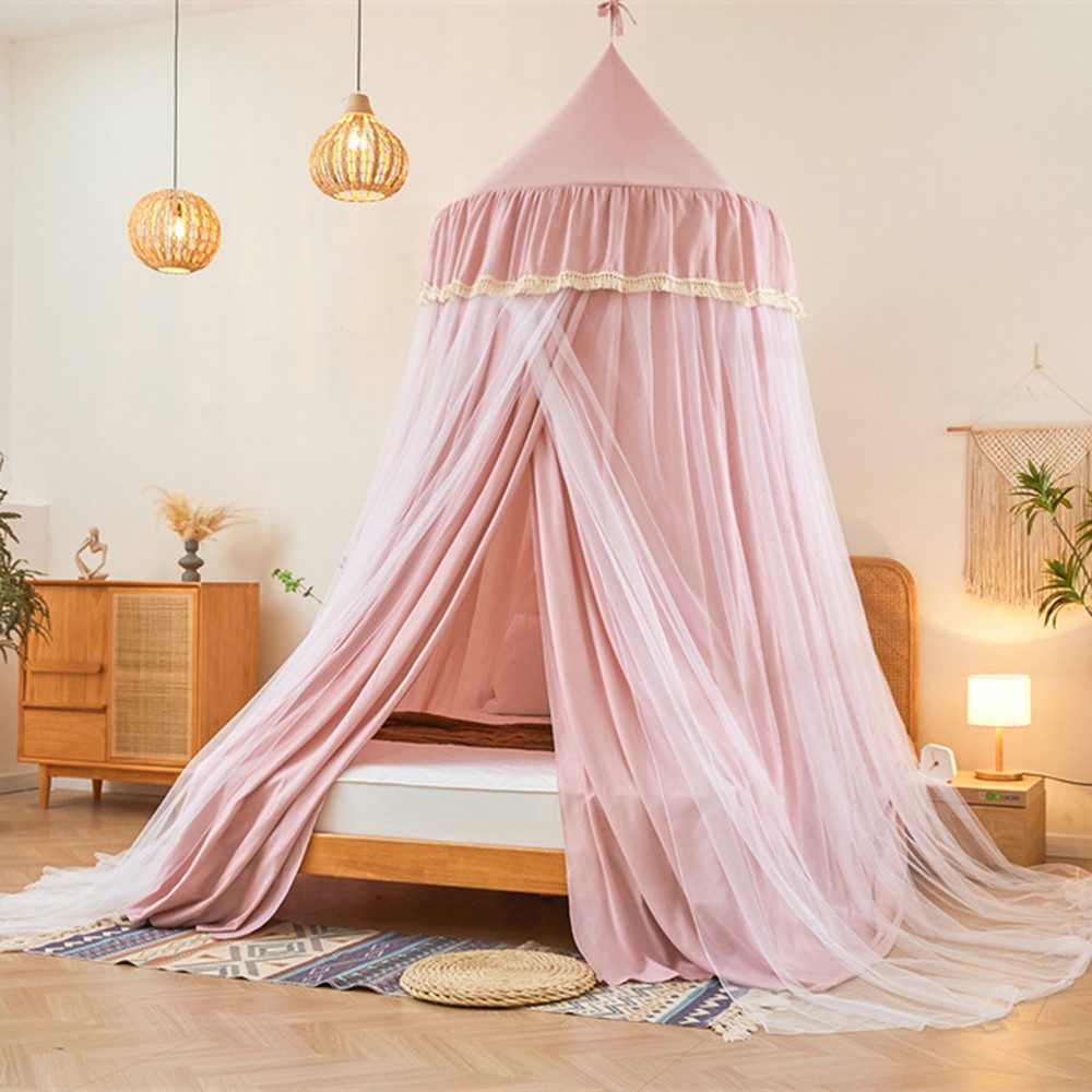 BTTO Betthimmel Runde Doppelbett Betthimmel Baldachin Kinderzimmer Betthimmel Babybett, Saumlänge ca. 270cm Moskitonetz Insektenschutz,Aufbewahrungstasche