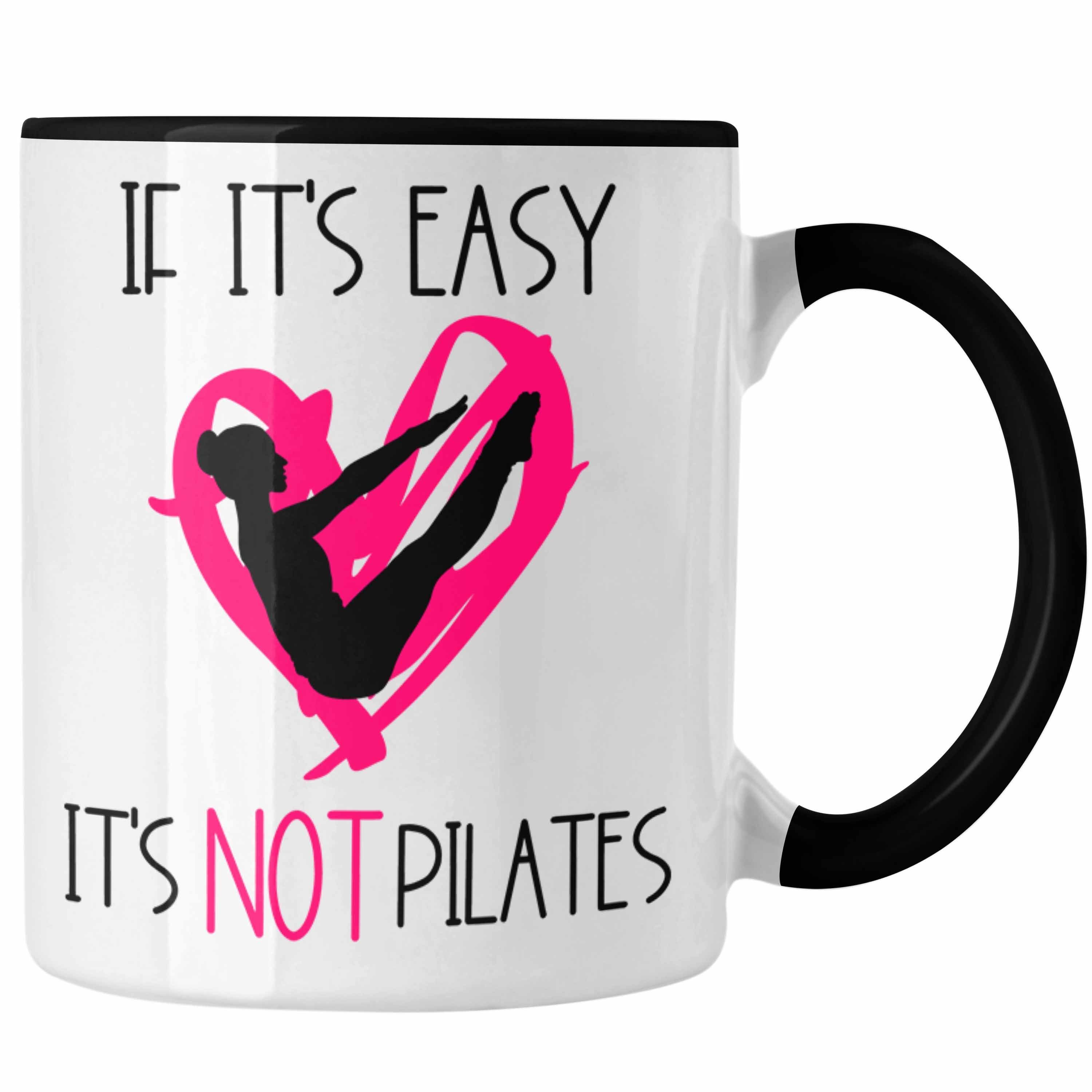 Trendation Tasse Lustige Pilates-Lehrerin Tasse Geschenk für Pilates-Liebhaberinnen Schwarz | Teetassen