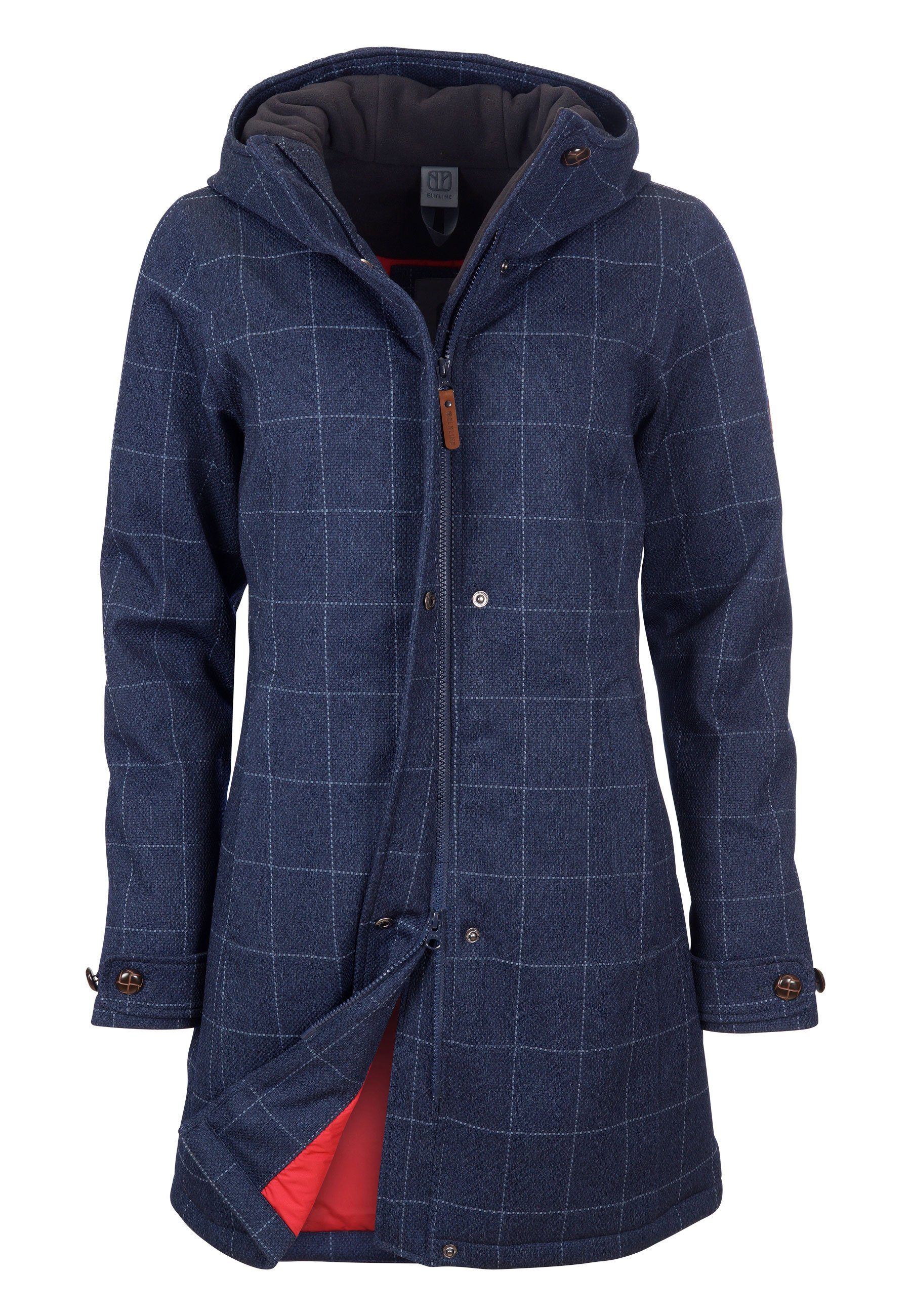 Elegant in Karo Checkmate Winterjacke Elkline tailliert blue wasserdicht Wolloptik