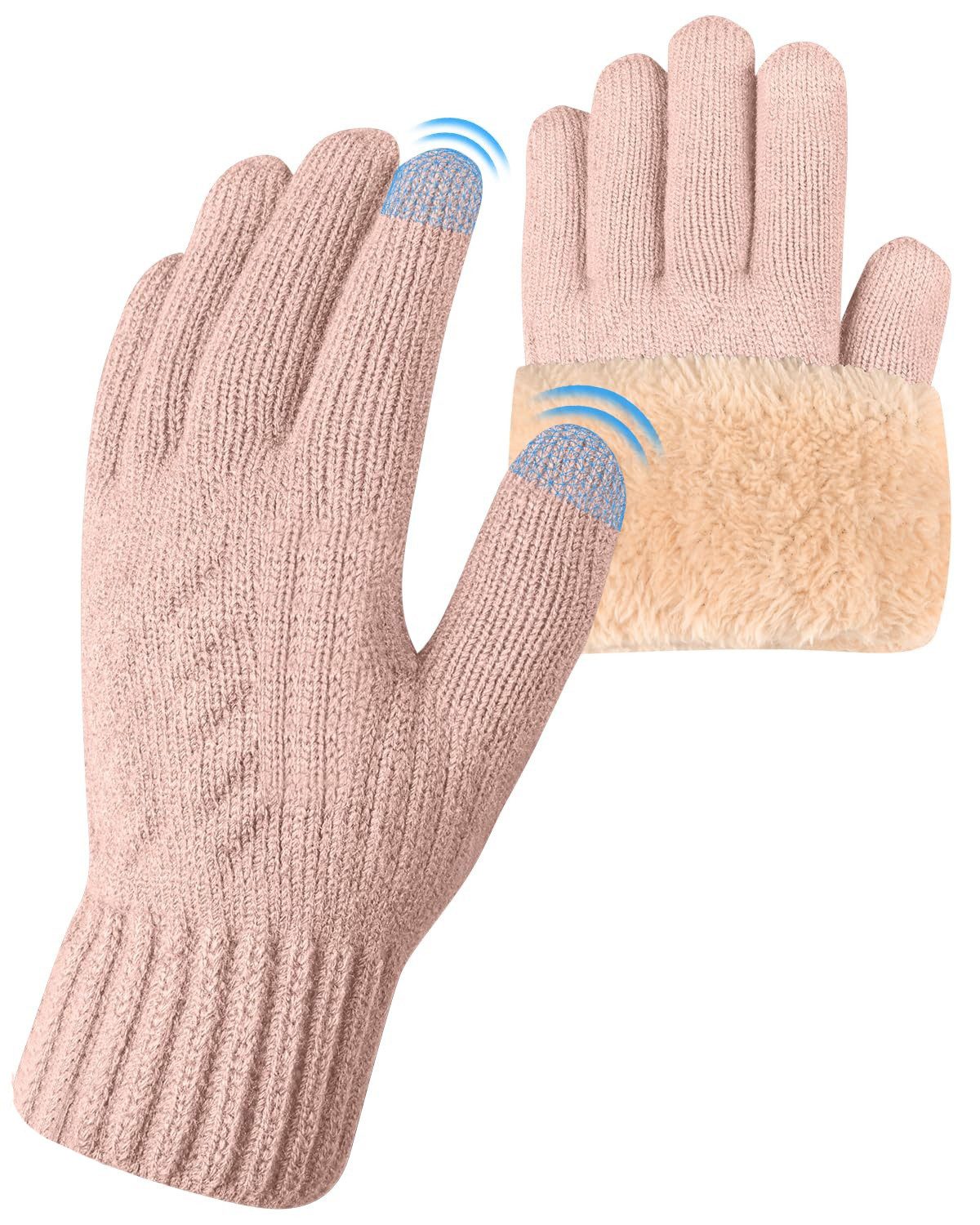 Coonoor Fleecehandschuhe Warme Winterhandschuhe Fleece Strickhandschuhe Touchscreen Thermo (für Herren Damen Weihnachten und Neujahr Geschenkideen) für Outdoor Sport Laufen Radfahren Freizeit ski reithandschuhe