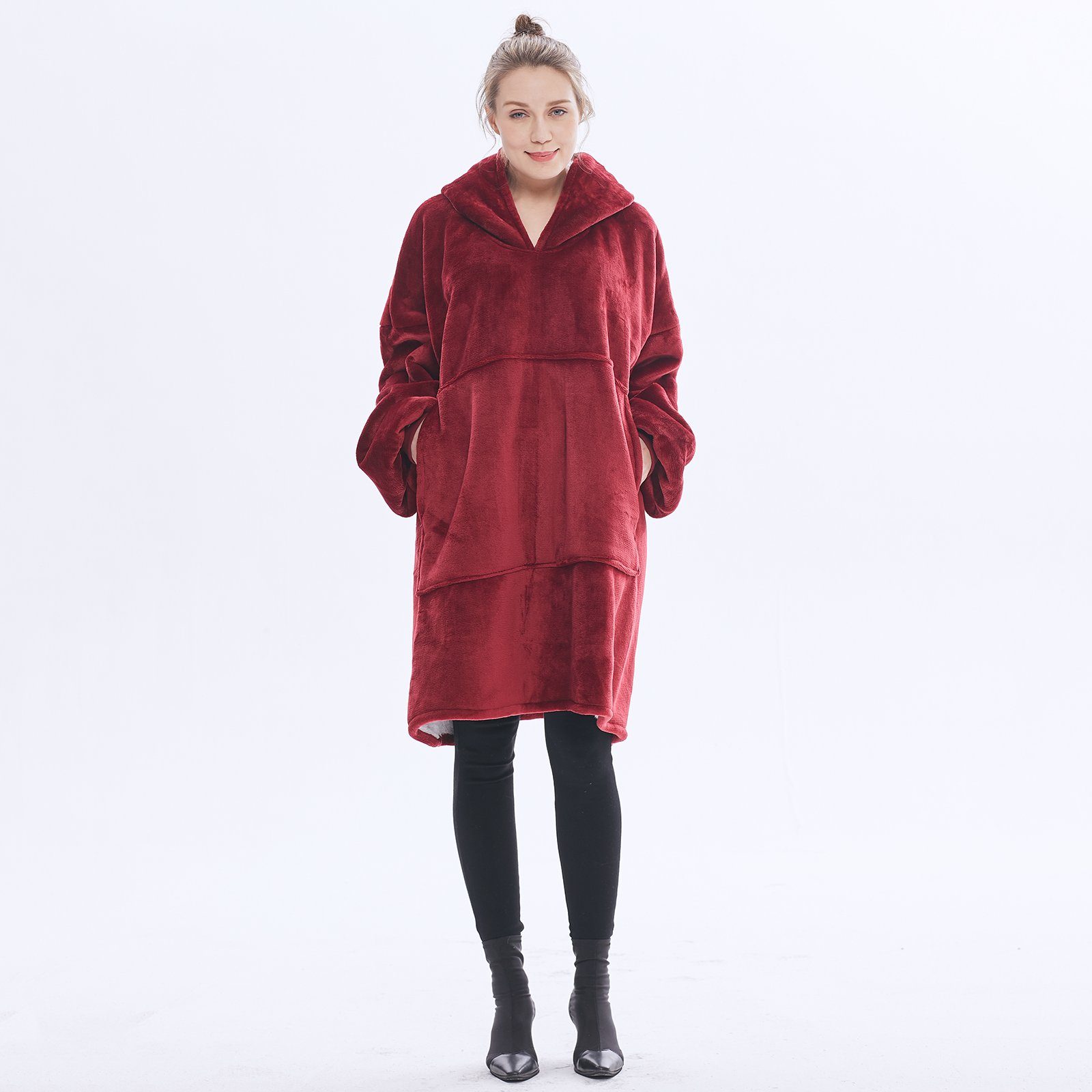 Wohndecke Übergroße Hoodie Fuzzy Blanket, Super weiche, Gemütliche warme, Sunicol, komfortable Riesen-Hoodie, Riesenpullover mit großer Fronttasche