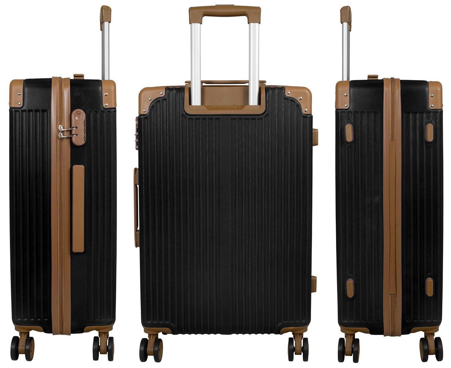 Warenhandel König Trolley Bardabos, 4 Rollen, Hartschale, braune Eckenschützer, aufrecht rollbar