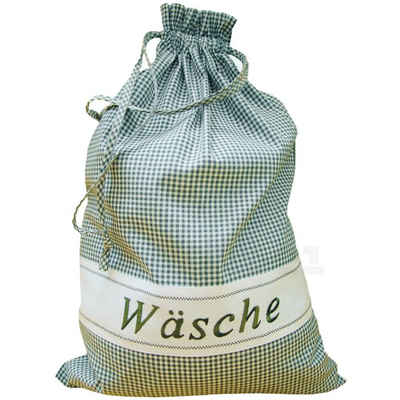matches21 HOME & HOBBY Wäschesack Wäschesack Landhaus grün weiß 45x65 cm (1 St)