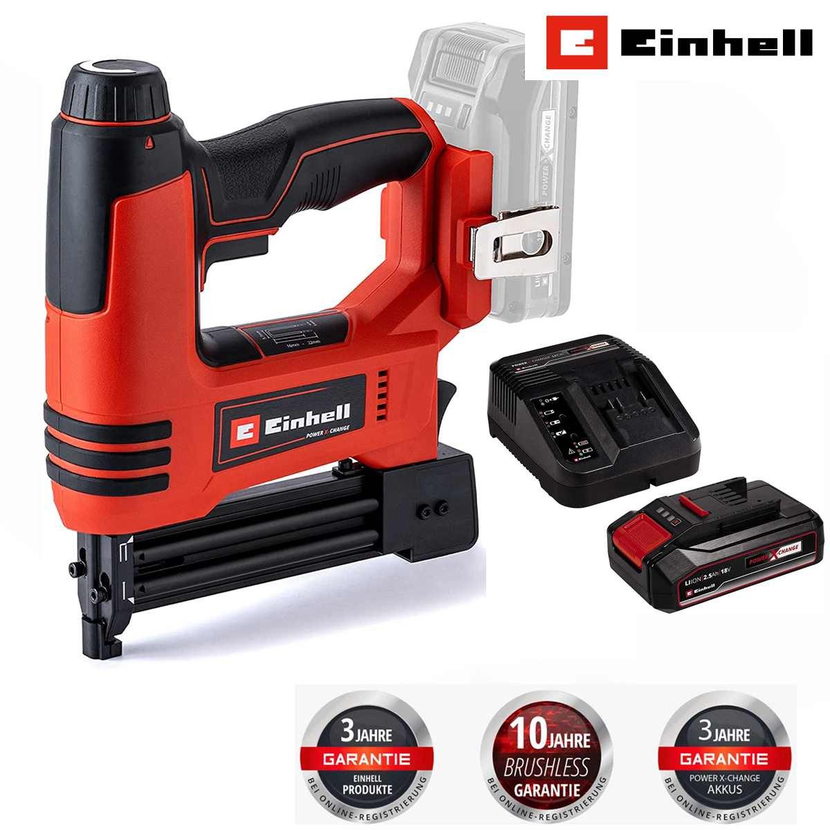 Einhell Nagler Nagler TE-CN 18 Li -18V,Tacker und Nagler mit Akku 2.5Ah / Ladegerät