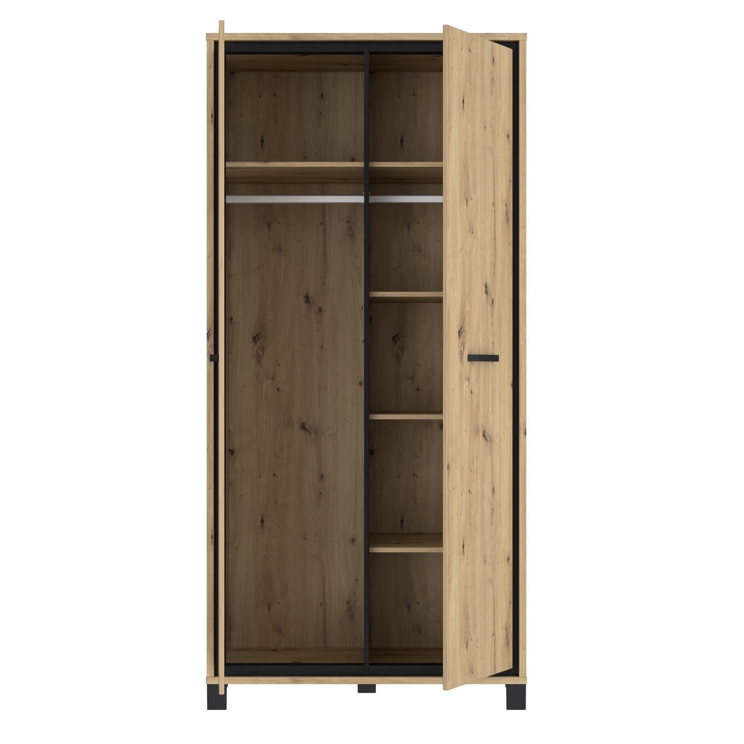 freiraum Kleiderschrank TRONDHEIM in Artisan Eiche / Schwarz Eiche - 99,1x209x60,3cm B/H/T