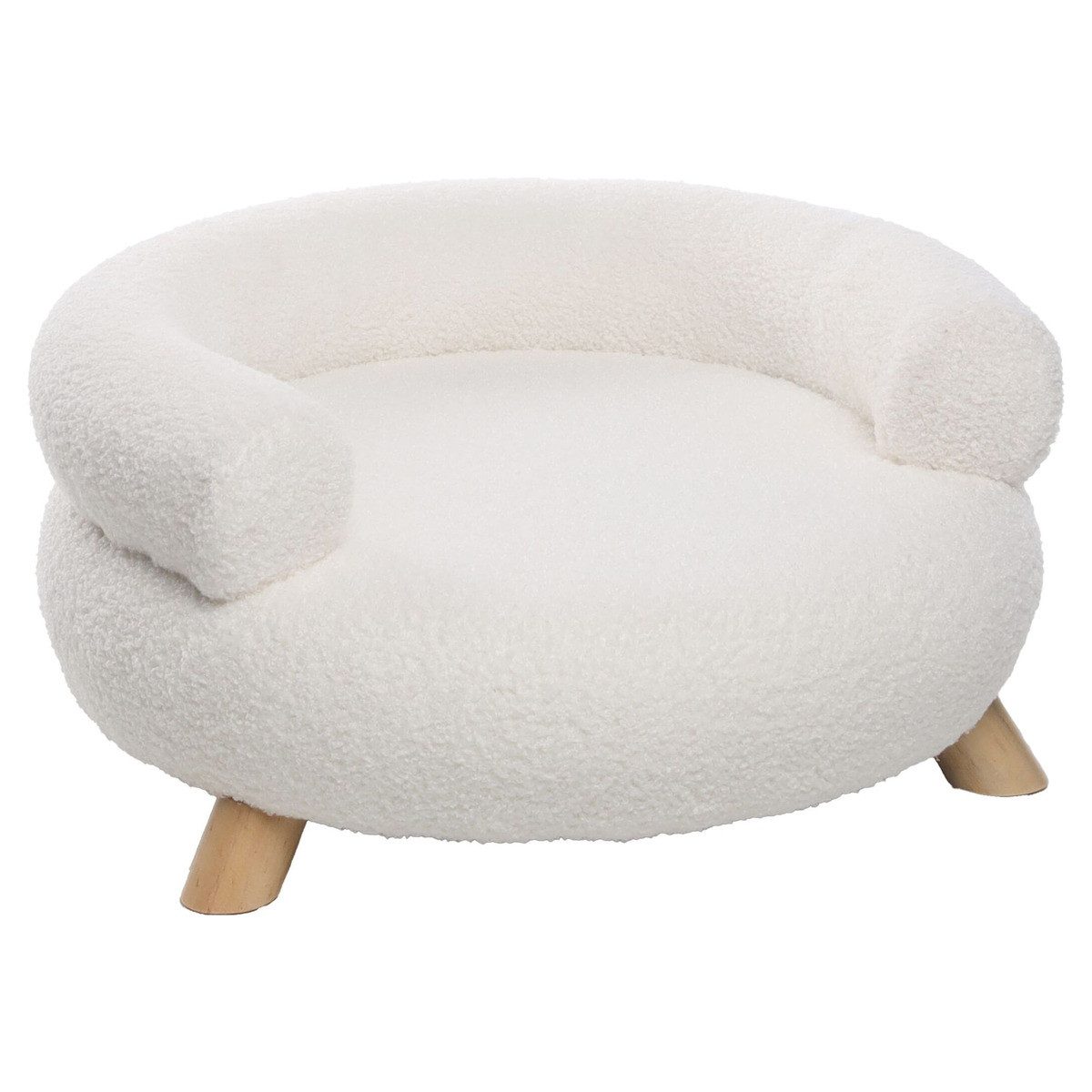 Flamingo Tierbett Hundesofa Deteno rund weiß