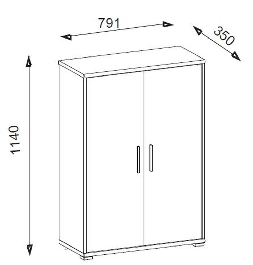 Clermont und (BxHxT: 3 cm) mit PREISBRECHER 2 Fächern Türen weiß 79,1x114x35 Aktenschrank in
