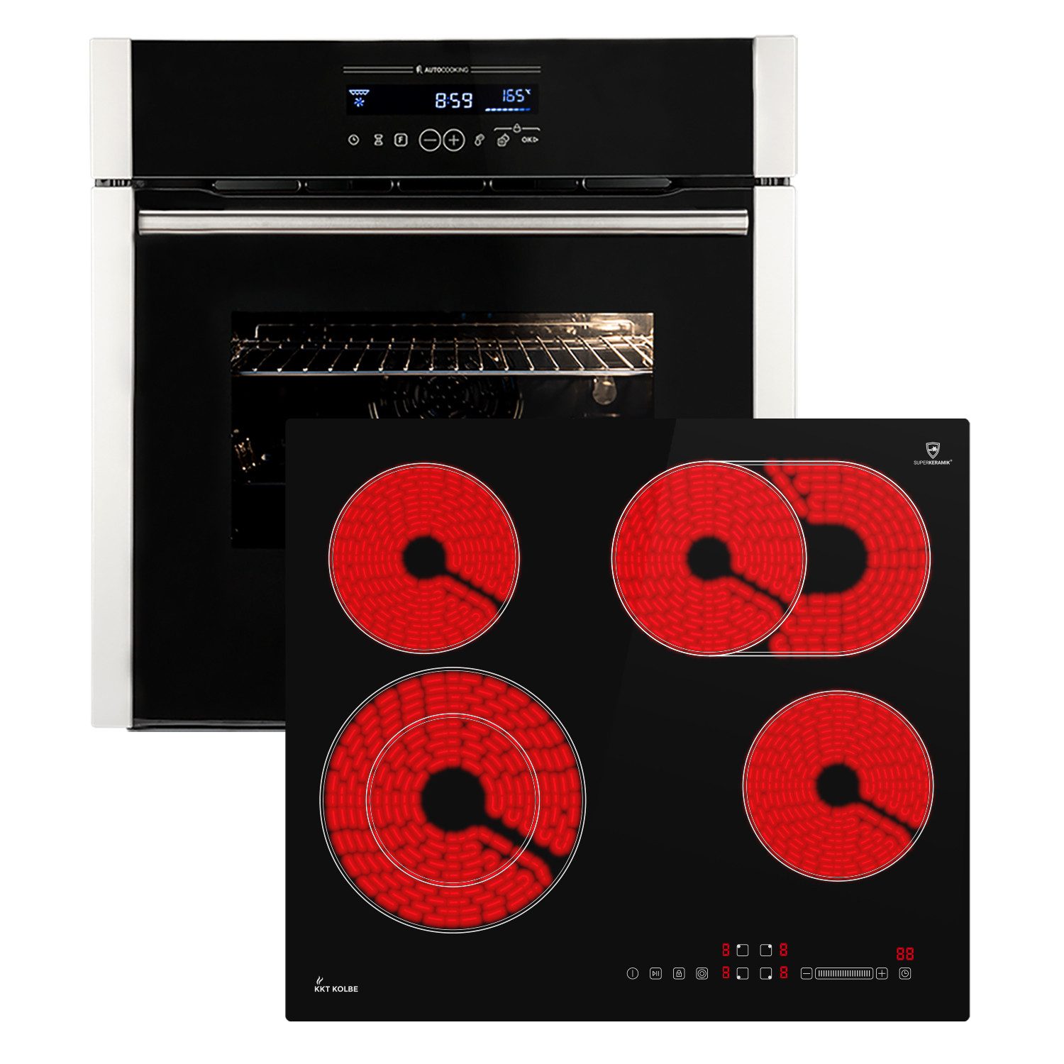 KKT KOLBE Backofen-Set Backofen und Kochfeld SET8016CH59RL, mit 2-fach Teleskopauszug, Herdset / Kochmulde / Einbaubackofen / Heißluft