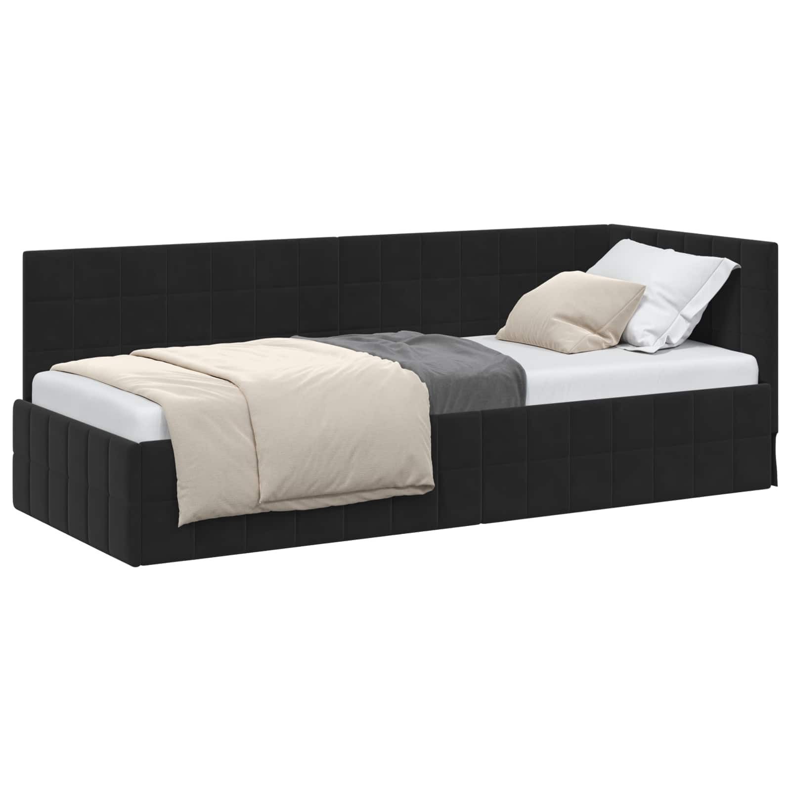 vidaXL Bett Eckbettgestell mit Kopfteil Schwarz 80 cm x 200 cm Samt (1-tlg) günstig online kaufen