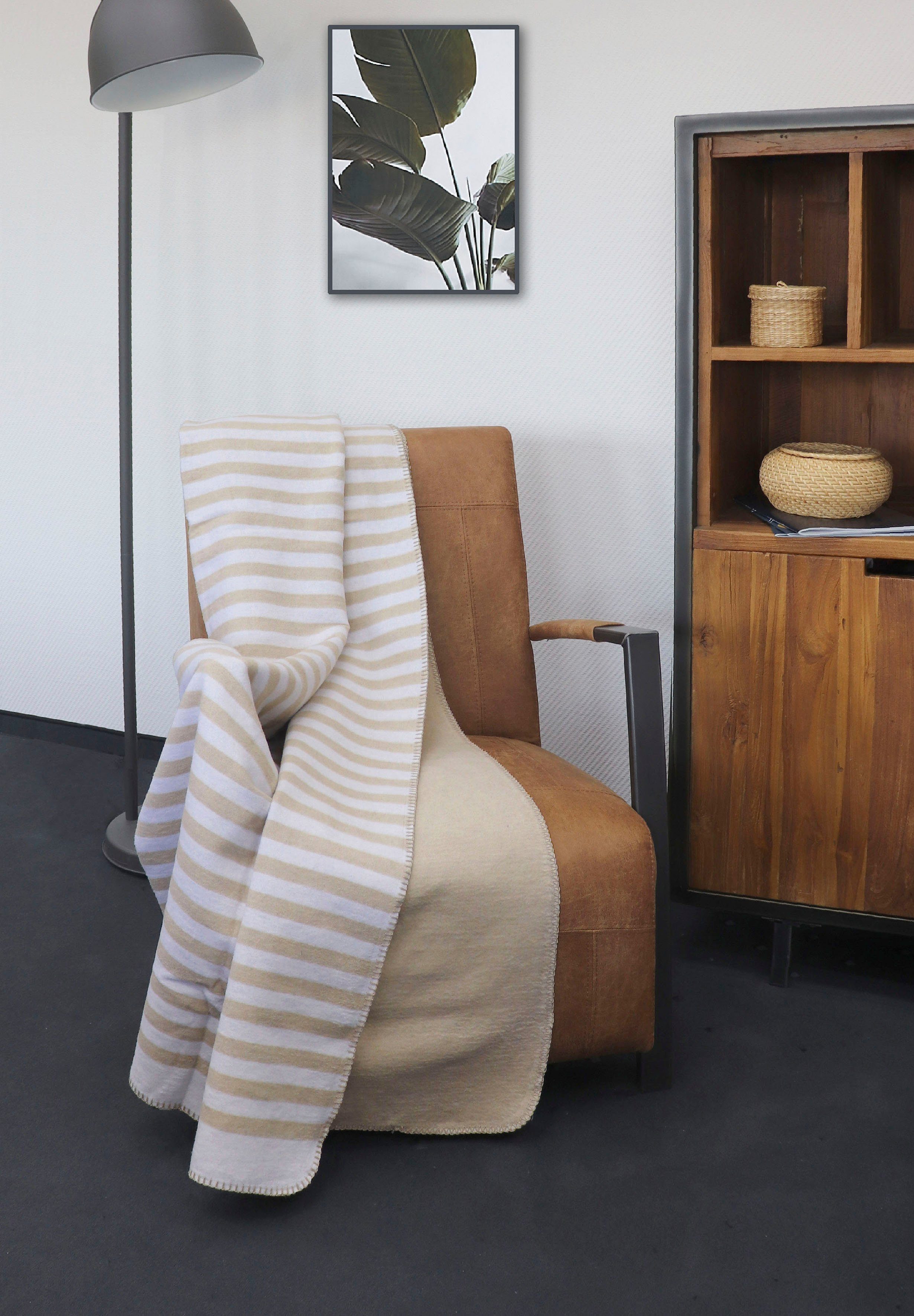 Wohndecke Aras, Biberna, weiche Wohndecke mit Wendefunktion und Melangeoptik, Made in Germany