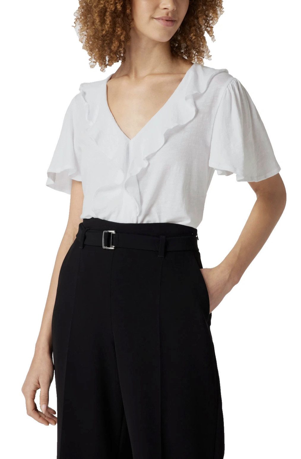 Polo Ralph Lauren Blusentop Volants-Blusenshirt Retro Shirt Elegante Volants entlang des V-Ausschnitts