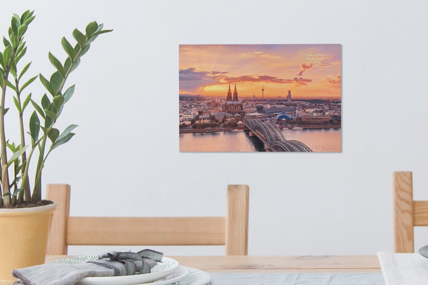 Wanddeko, Wandbild 30x20 - OneMillionCanvasses® (1 Aufhängefertig, Köln Leinwandbilder, St), Leinwandbild cm Sonnenuntergang - Deutschland,