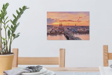OneMillionCanvasses® Leinwandbild Köln - Deutschland - Sonnenuntergang, (1 St), Wandbild Leinwandbilder, Aufhängefertig, Wanddeko, 30x20 cm