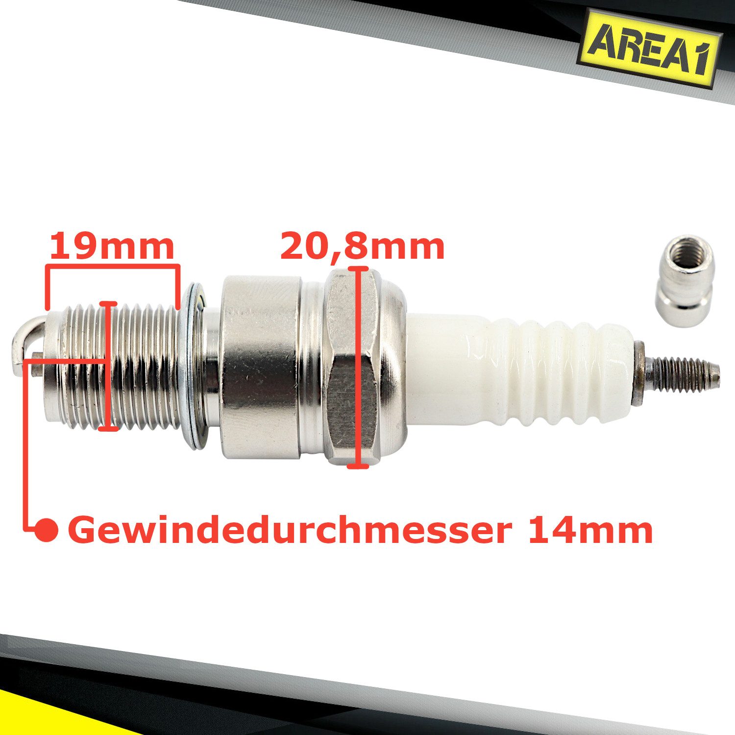 Area1 Zündkerze Motorroller Zündkerze Typ BR9ES (entstört), 50-150ccm 2 Takt