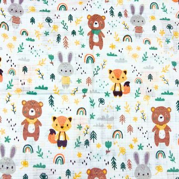 Babymajawelt Spucktuch Baby Mullwindeln bunter Wald - Spucktücher 70x80, 3er Pack grün, Besonders hautfreundlich und atmungsaktiv, eignet sich als Halstuch