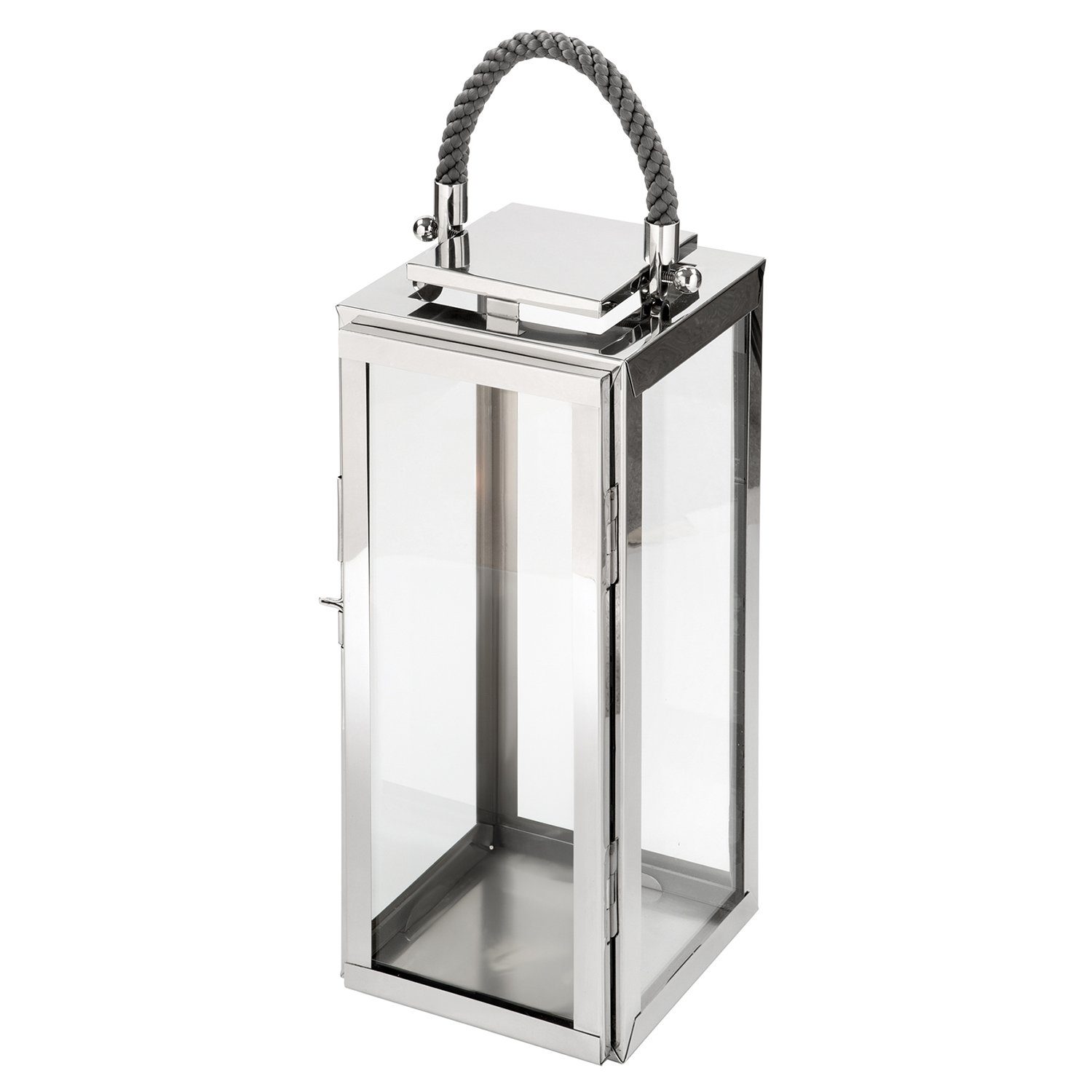 Fink Kerzenlaterne SEVILLA Laterne - H. 43 cm - grau - Edelstahl Glas - Windlicht (1 St., 1 Stück), Eleganter Kerzenleuchter Kerzenständer Kerzenhalter für Teelicht