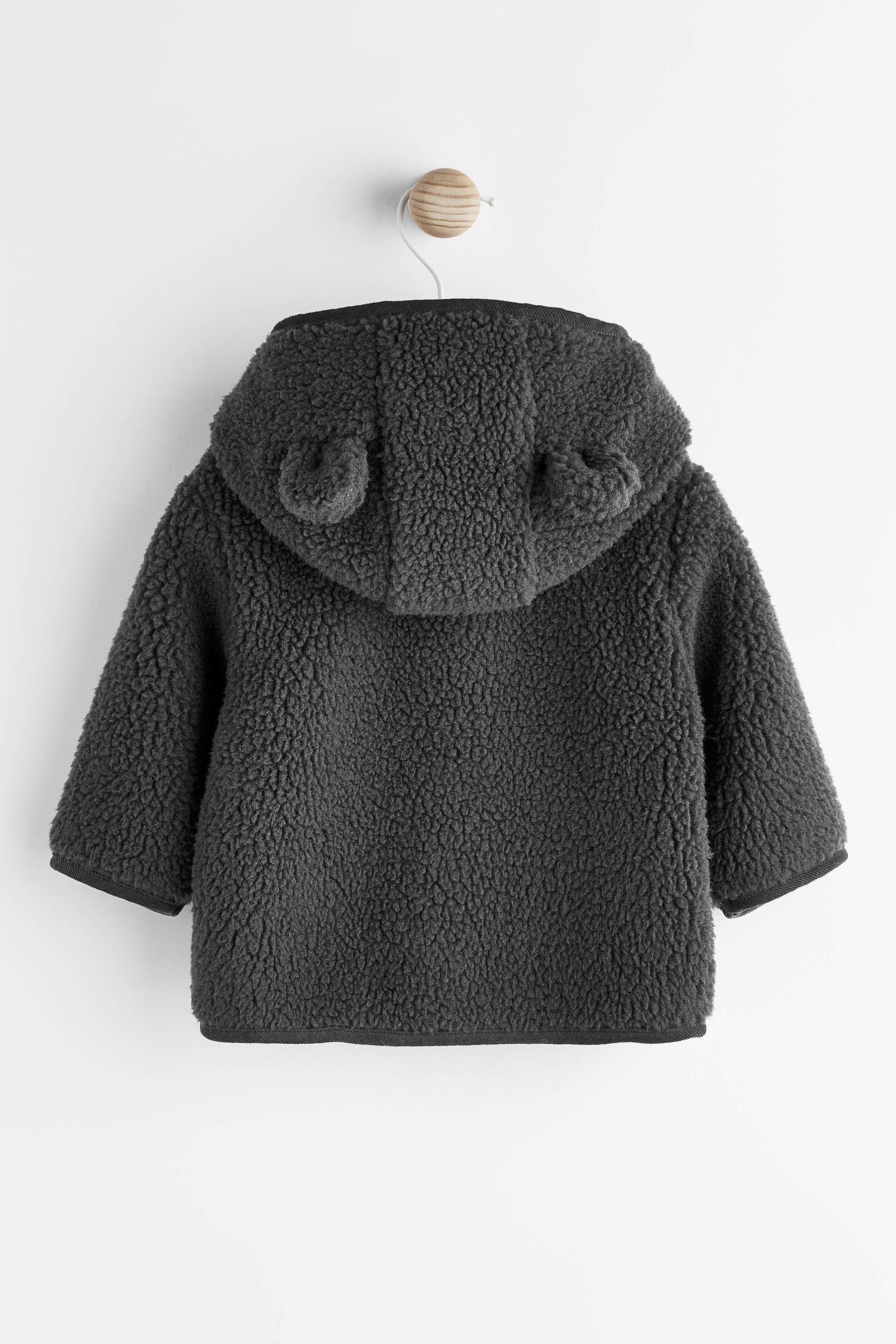 (1-St) Charcoal Baby-Borgjacke aus Kapuzenfleecejacke Fleece Grey Kuschelige Next