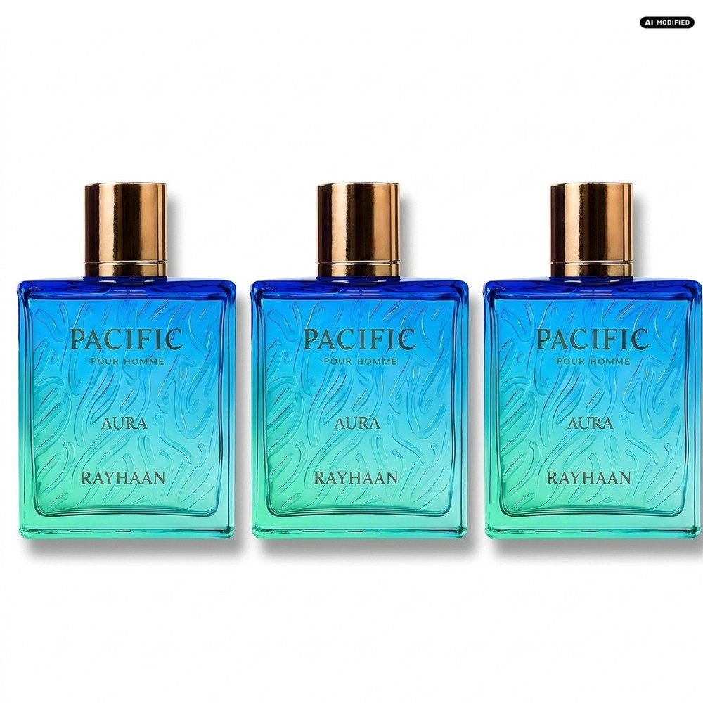 Rayhaan Eau de Parfum Rayhaan Pacific Aura Eau de Parfum 3er Set, 1-tlg., Vorteilspack mit drei Eau de Parfum Flakons